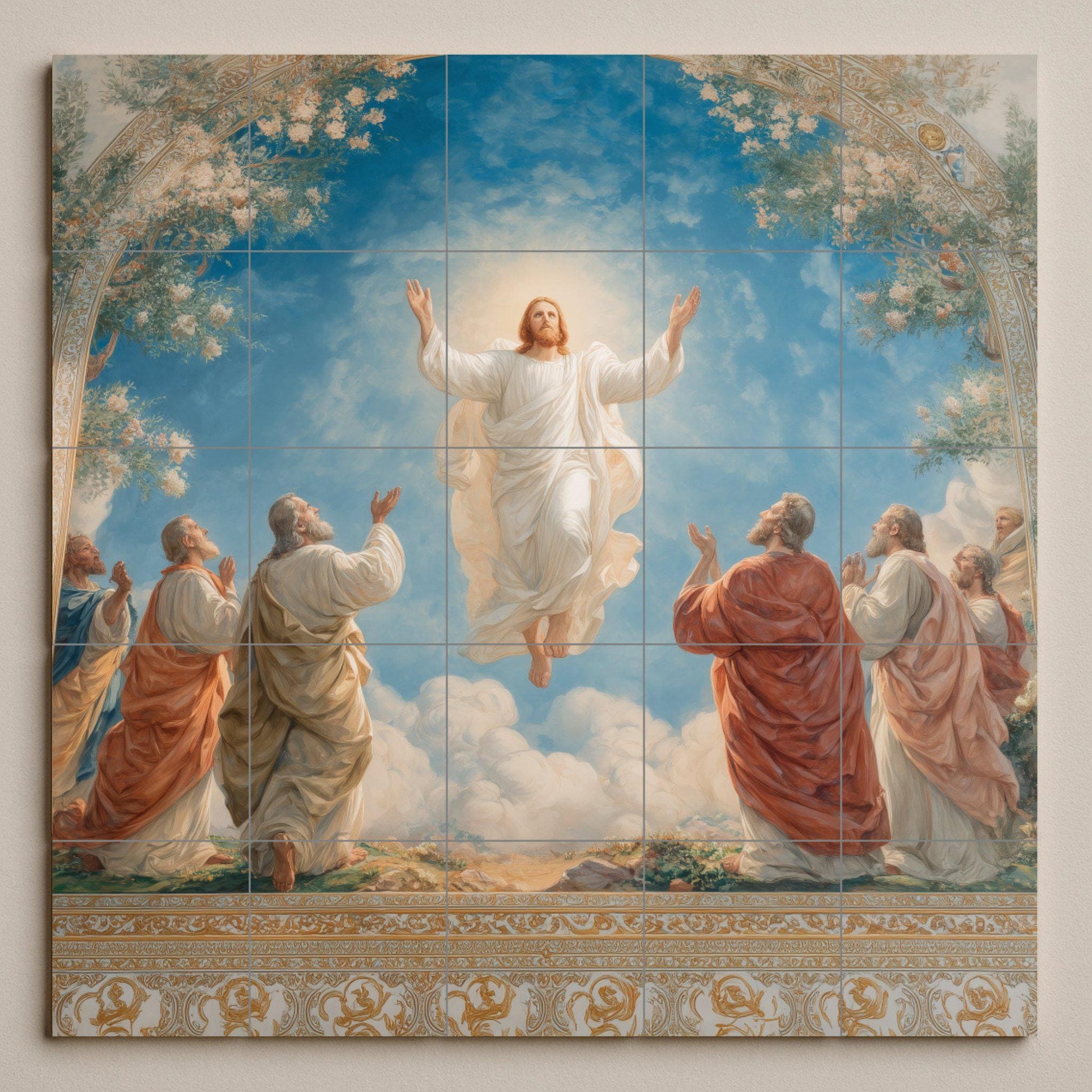 Ascensión von Christus — Fliesen-Wandbild aus Keramik · Andachtskunst in Fliesen