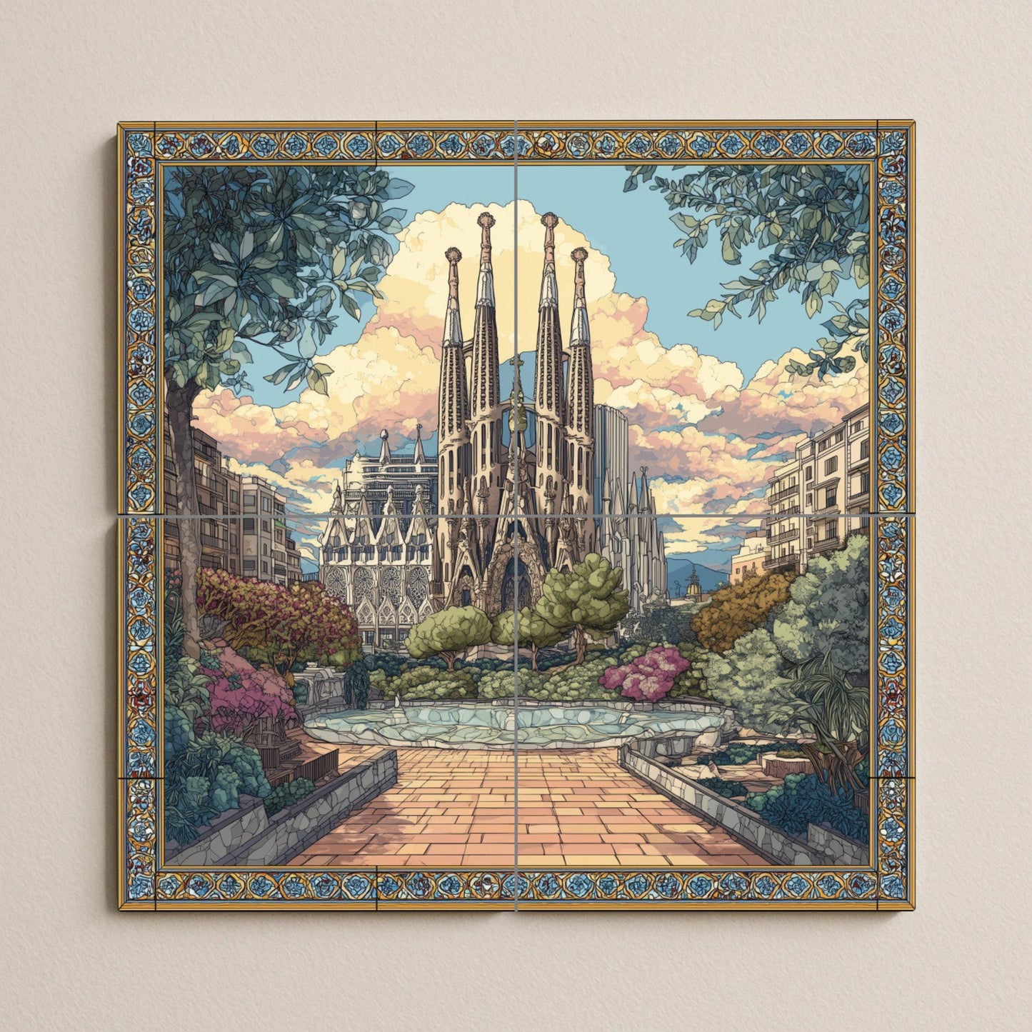 Sainte Famille — Fresque Murale en Carreaux de Céramique · Chef-d'œuvre des Beaux-Arts