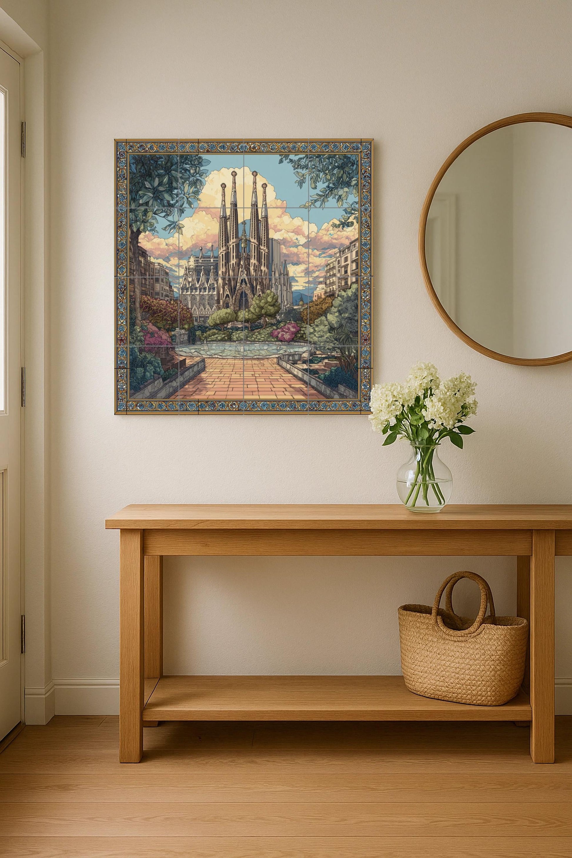 Sainte Famille — Fresque Murale en Carreaux de Céramique · Chef-d'œuvre des Beaux-Arts