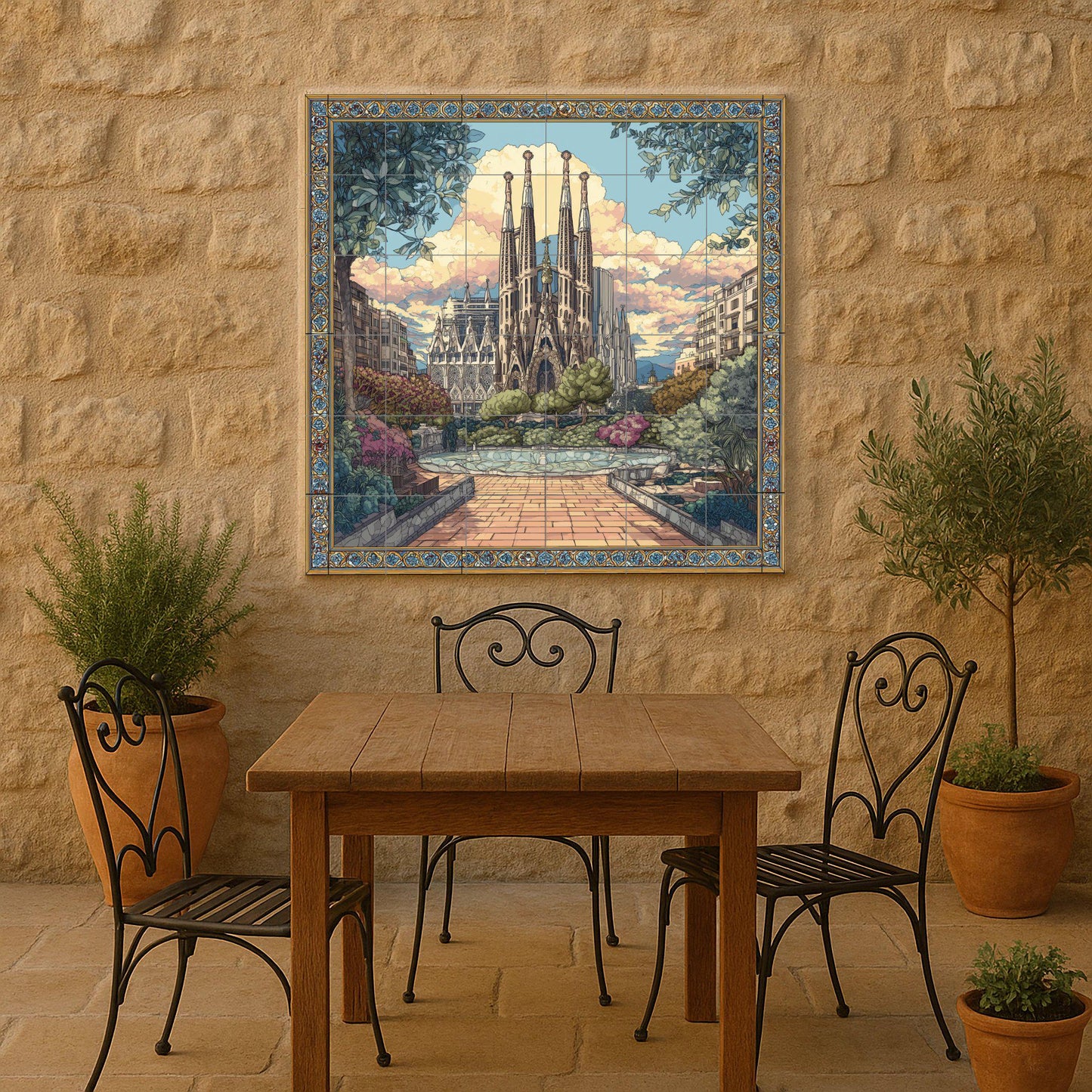 Sainte Famille — Fresque Murale en Carreaux de Céramique · Chef-d'œuvre des Beaux-Arts