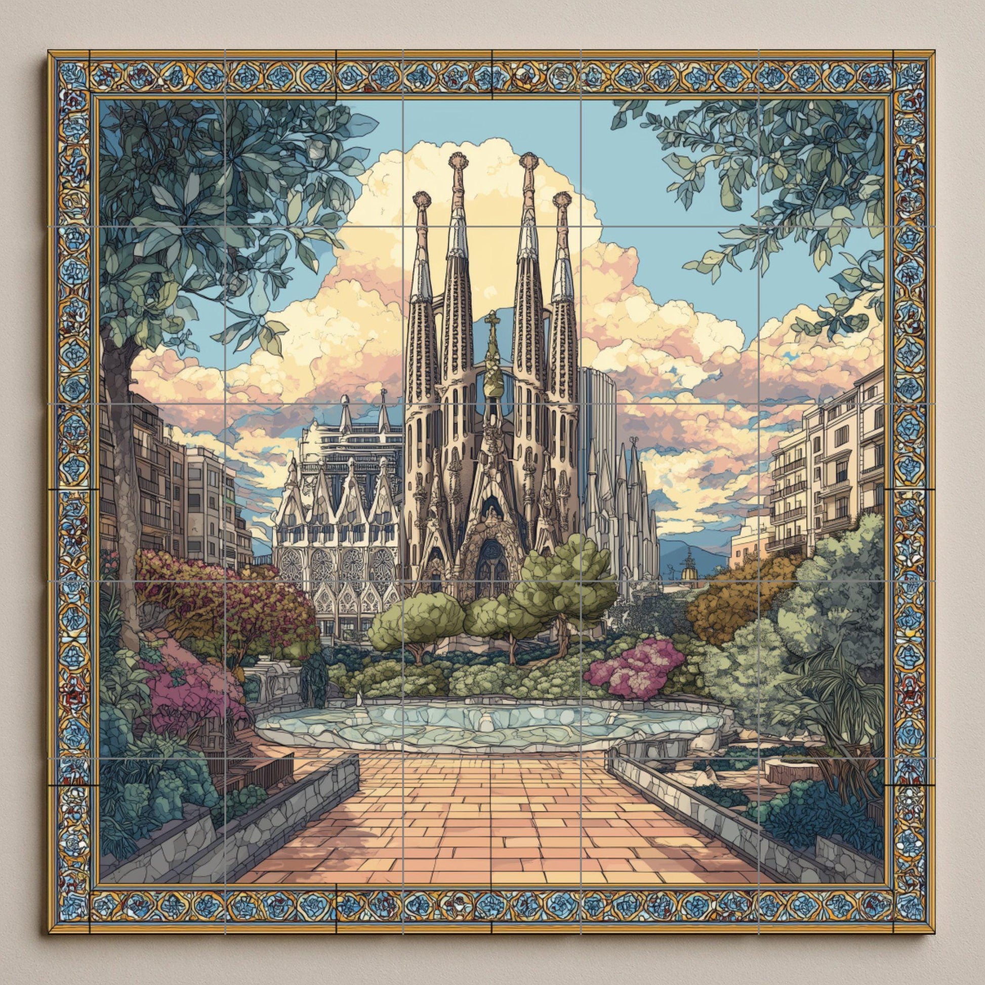 Sainte Famille — Fresque Murale en Carreaux de Céramique · Chef-d'œuvre des Beaux-Arts