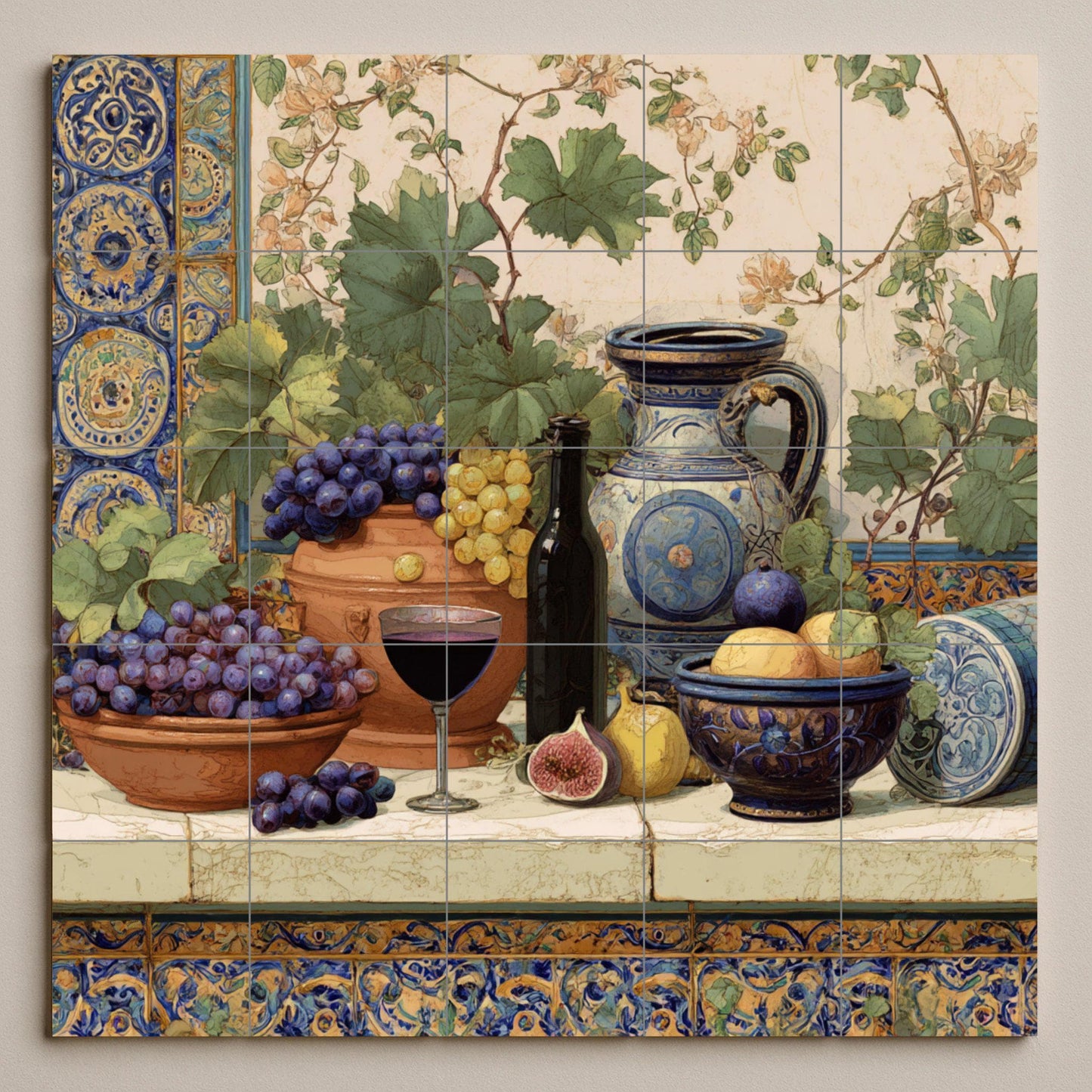 Vineyard Mediterranean · Ceramic Wall Mural — Kitchen & Country Scene