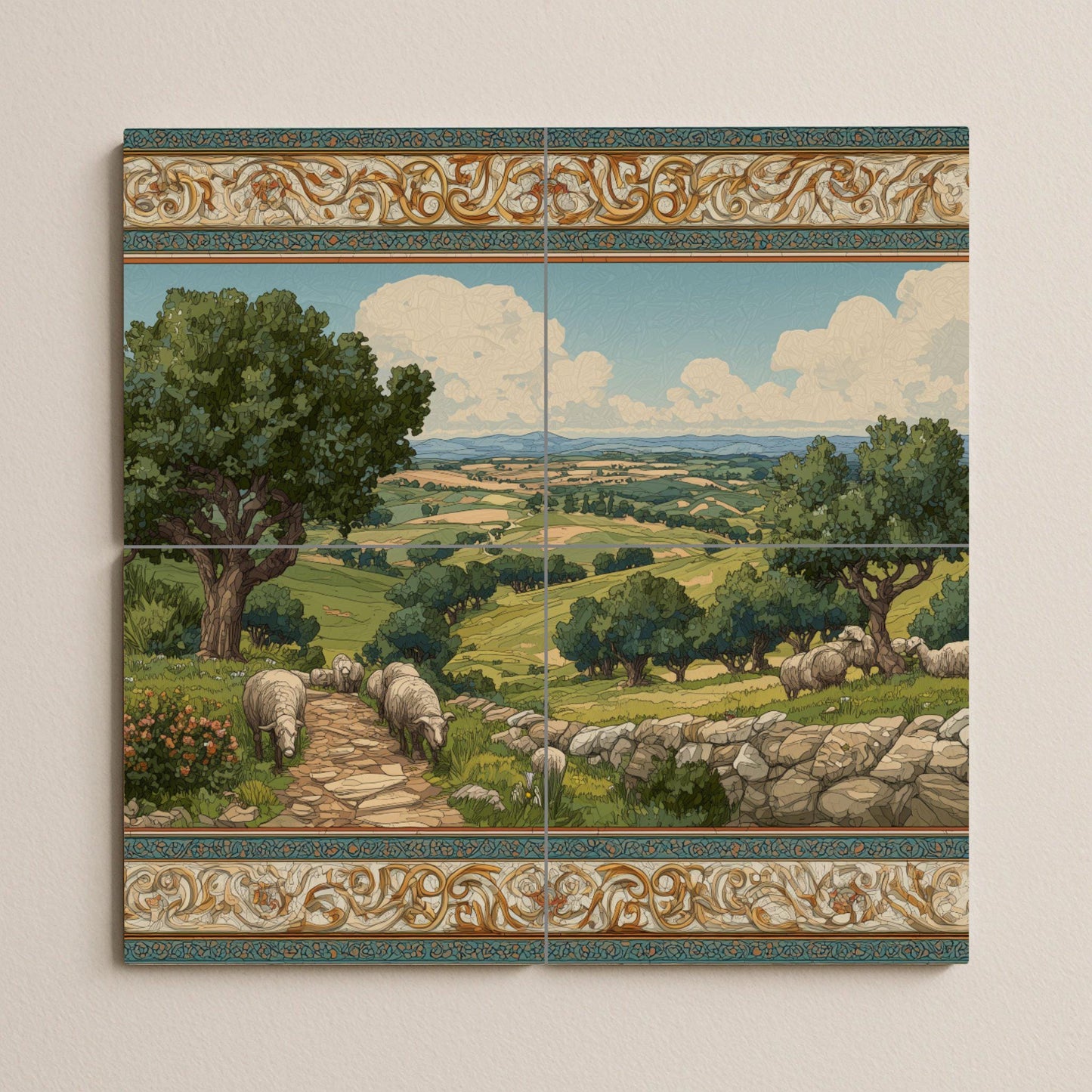 Avec Paysage pastoral — Art Maritime en Carreaux, Art Mural en Céramique