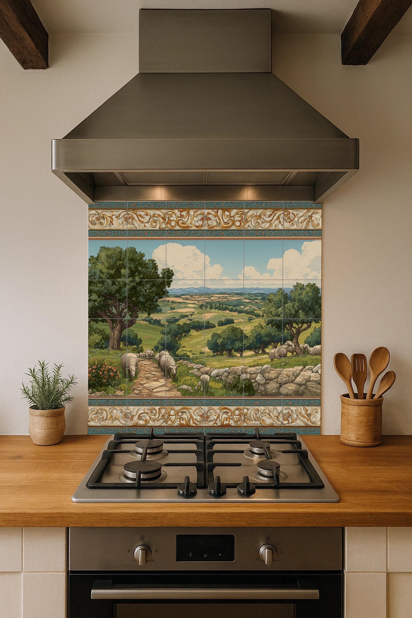 Avec Paysage pastoral — Art Maritime en Carreaux, Art Mural en Céramique