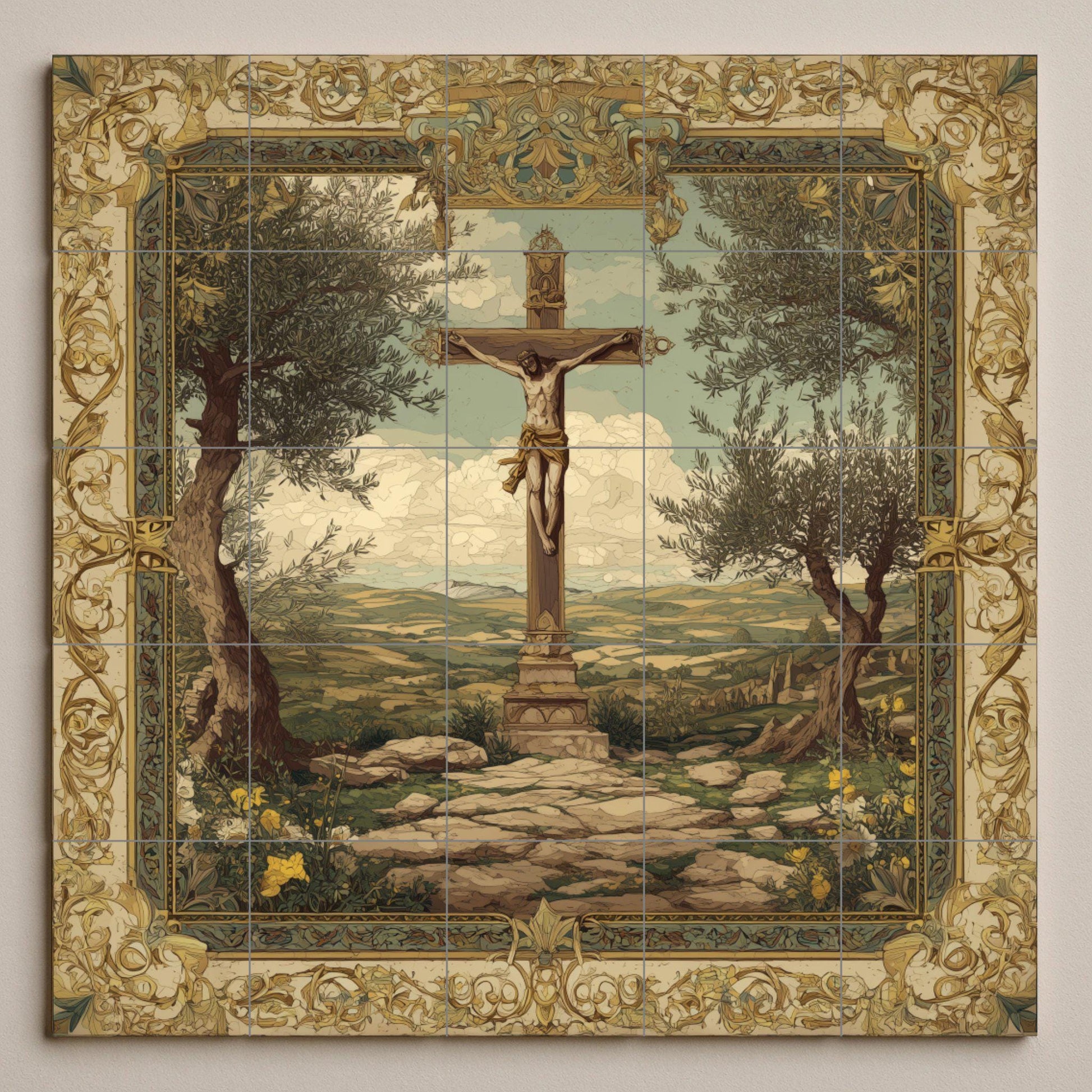 Mural de azulejos de la Crucifixión