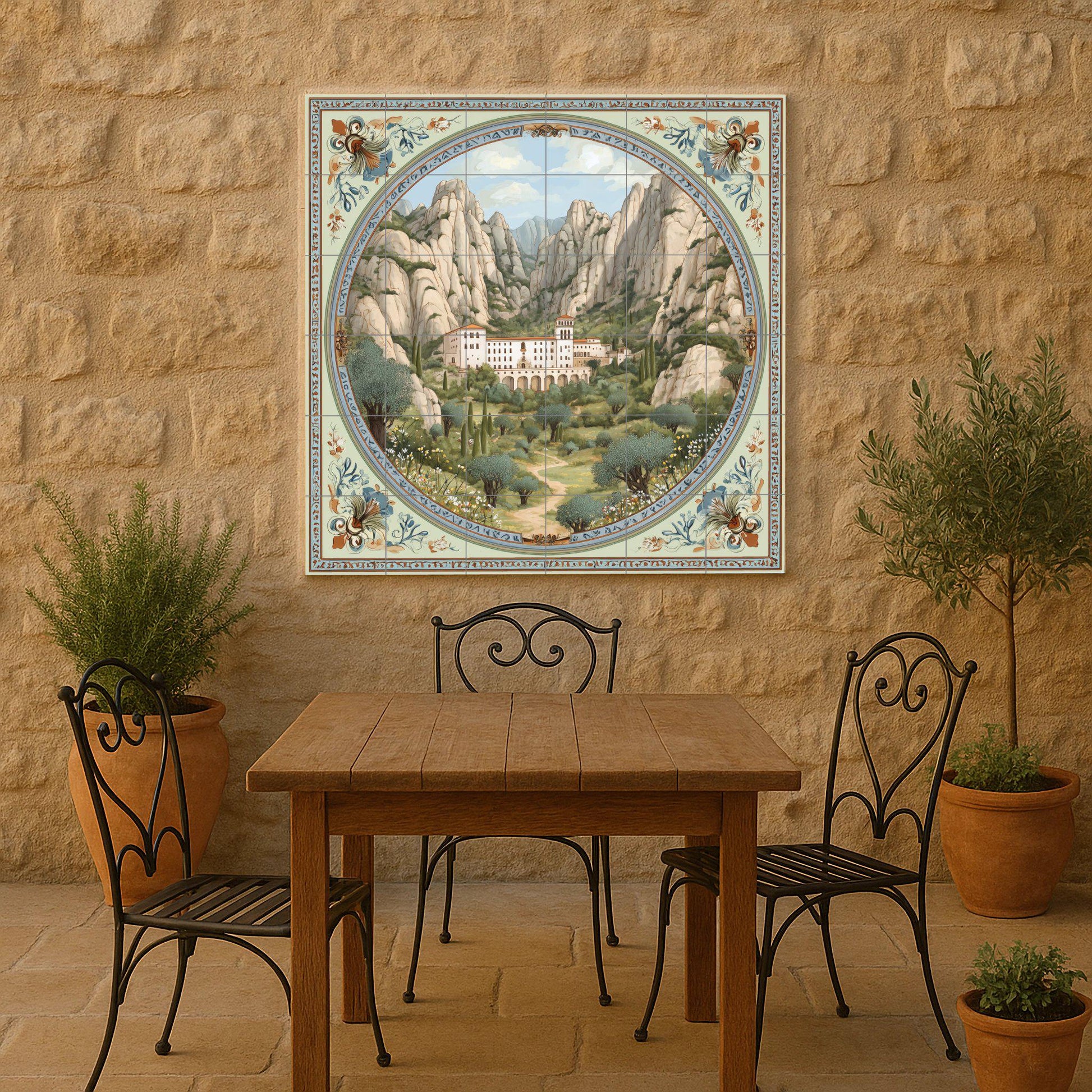Montserrat — Fliesen-Wandbild aus Keramik · Christliche Wandkunst