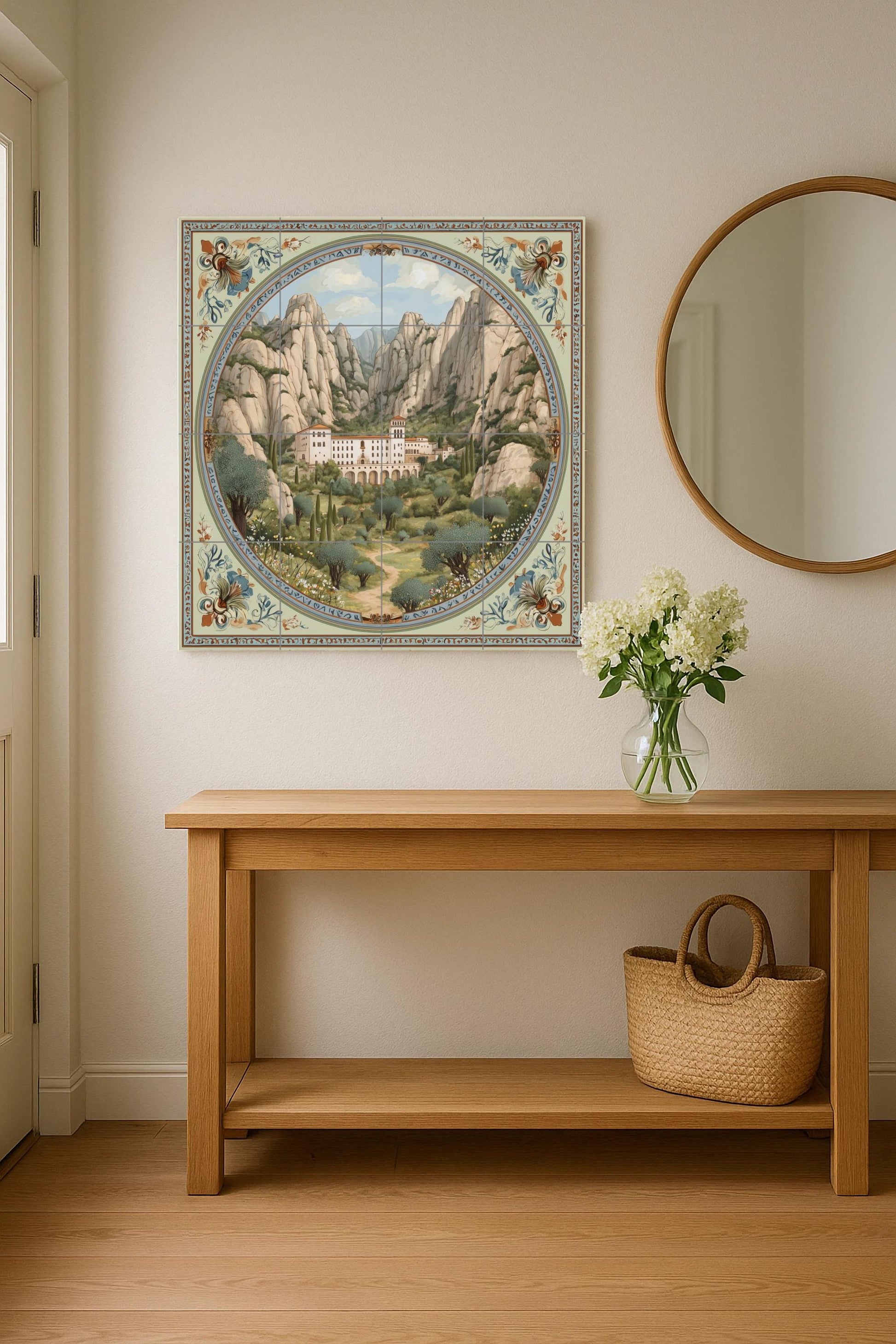 Montserrat — Fliesen-Wandbild aus Keramik · Christliche Wandkunst