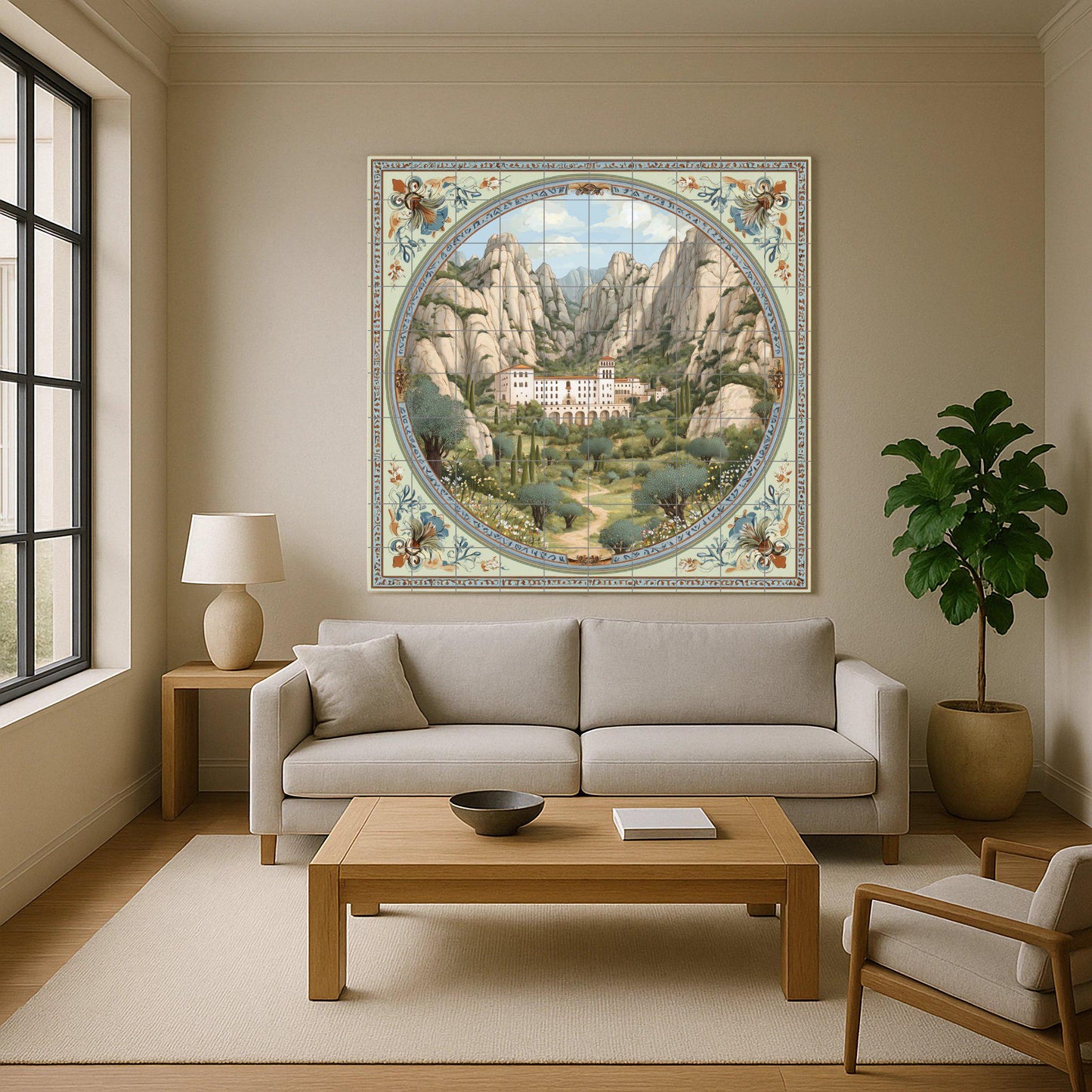 Montserrat — Fliesen-Wandbild aus Keramik · Christliche Wandkunst