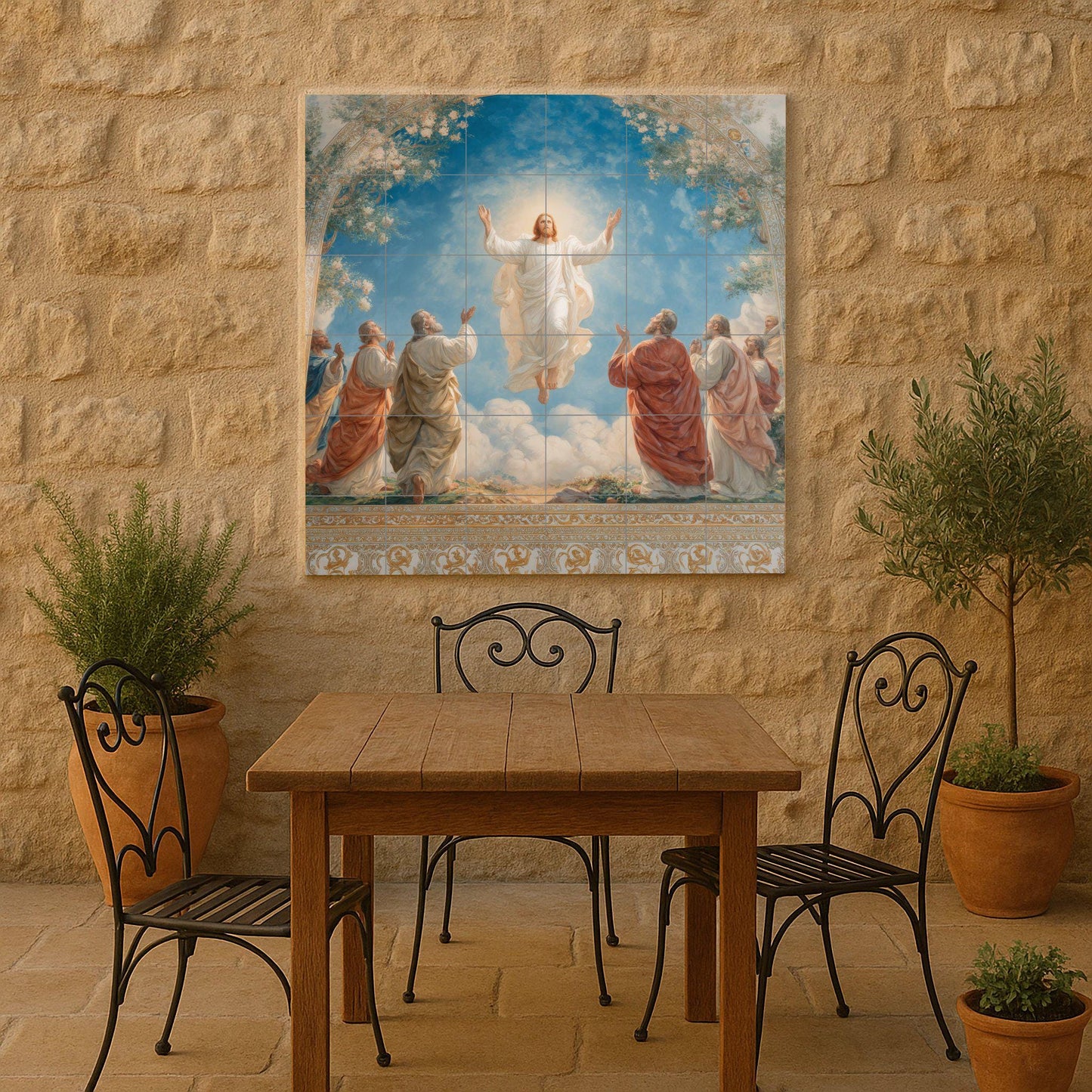 Ascensión von Christus — Fliesen-Wandbild aus Keramik · Andachtskunst in Fliesen