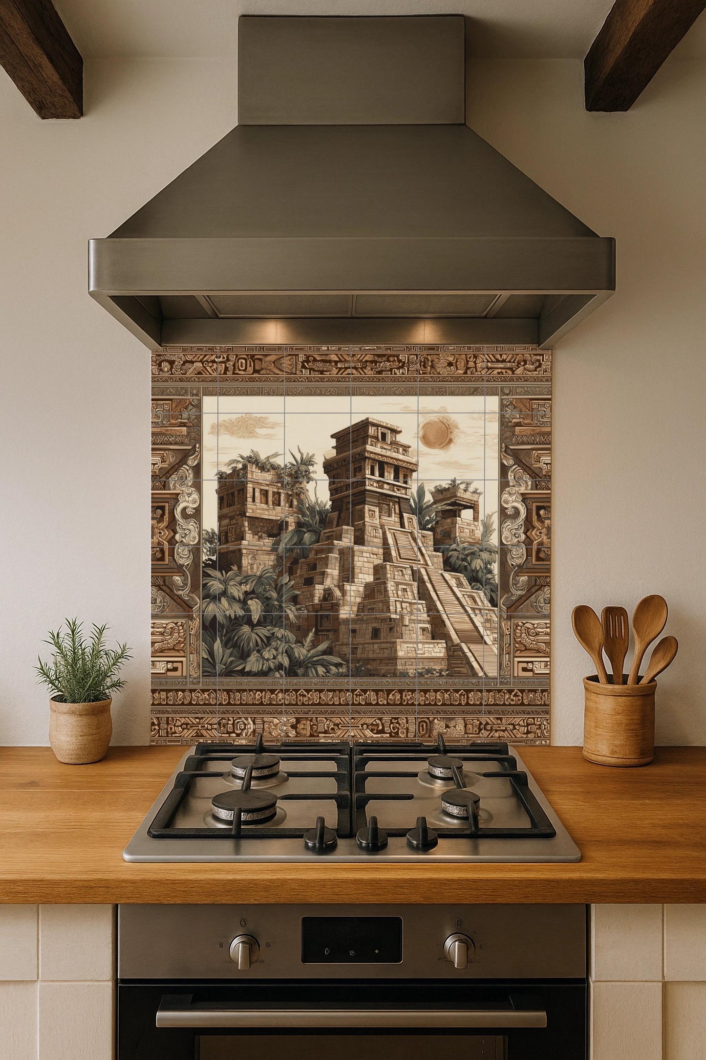 Un templo maya — Décor d'Art Populaire, Art Mural en Céramique