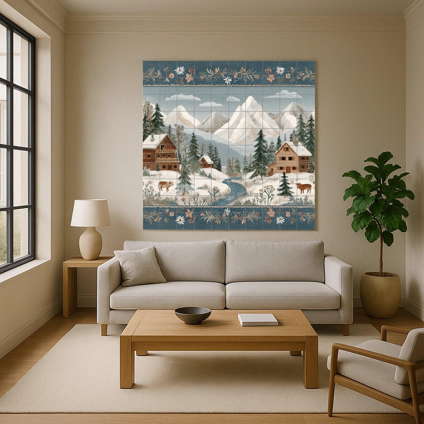 A Village Alpine nevado — Botanical Landscape · Ceramic Tile Mural