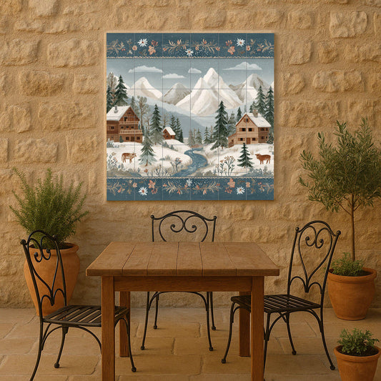 A Village Alpine nevado — Botanical Landscape · Ceramic Tile Mural