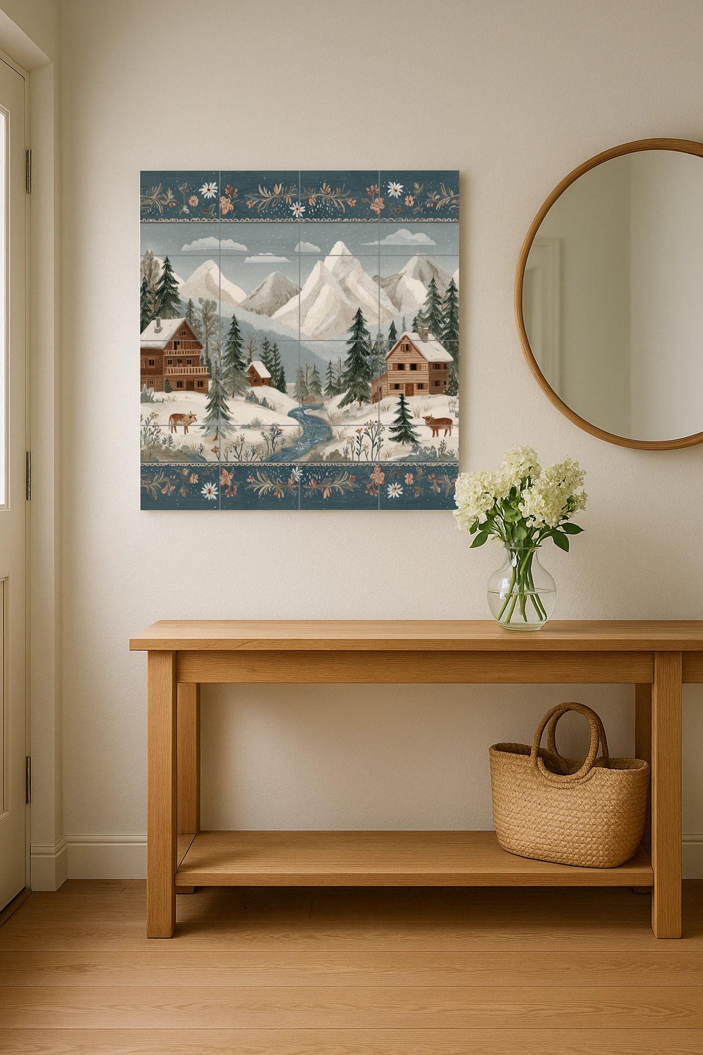 A Village Alpine nevado — Botanical Landscape · Ceramic Tile Mural