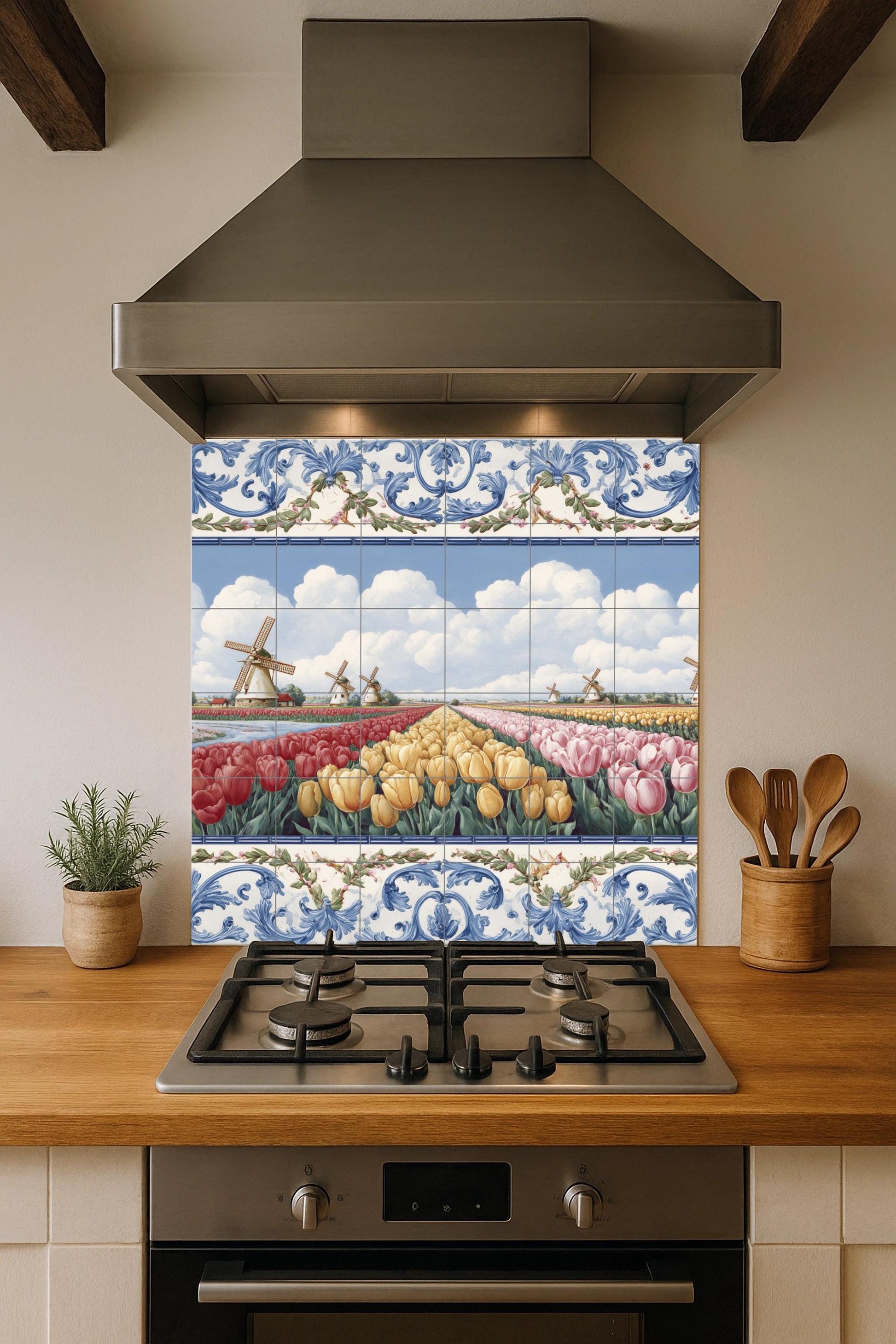 Campagna di Tulipani holandeses · Murale Ceramico — Paesaggio Botanico