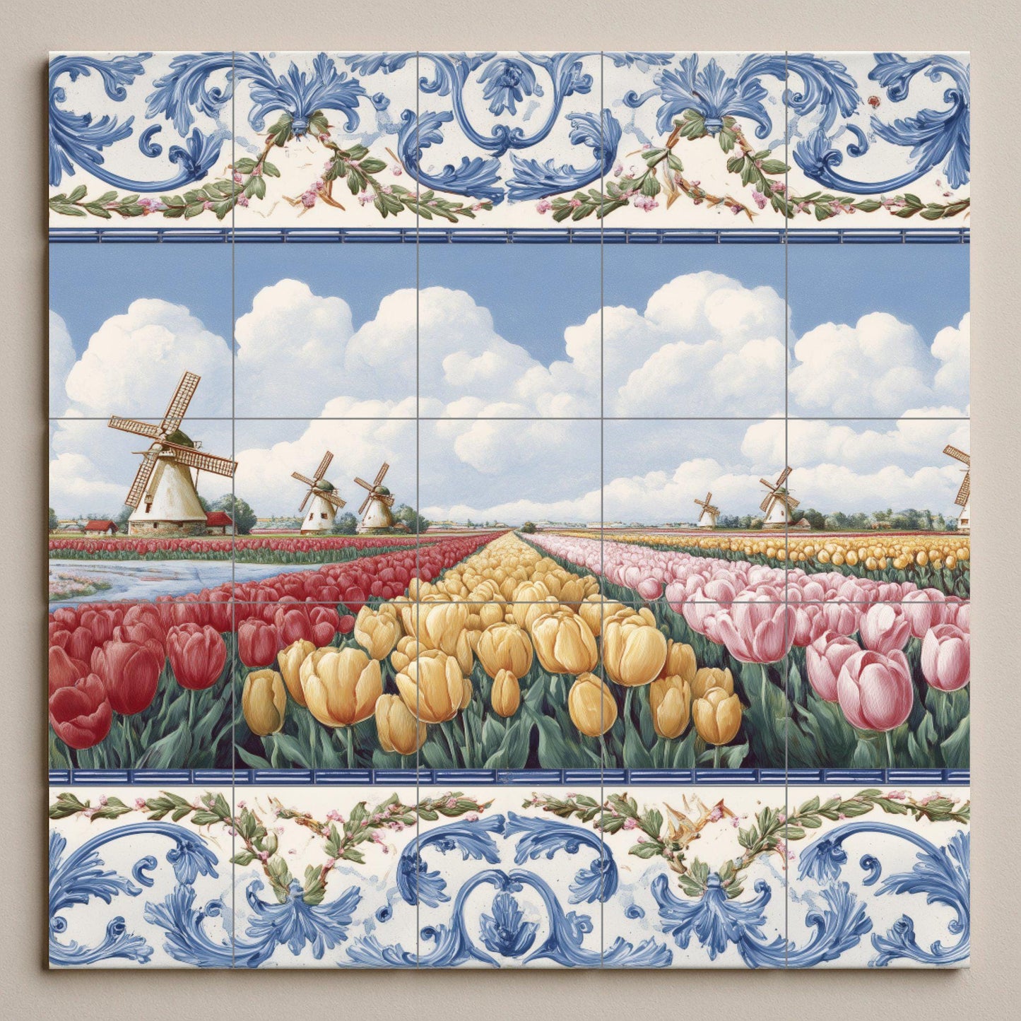 Campagna di Tulipani holandeses · Murale Ceramico — Paesaggio Botanico