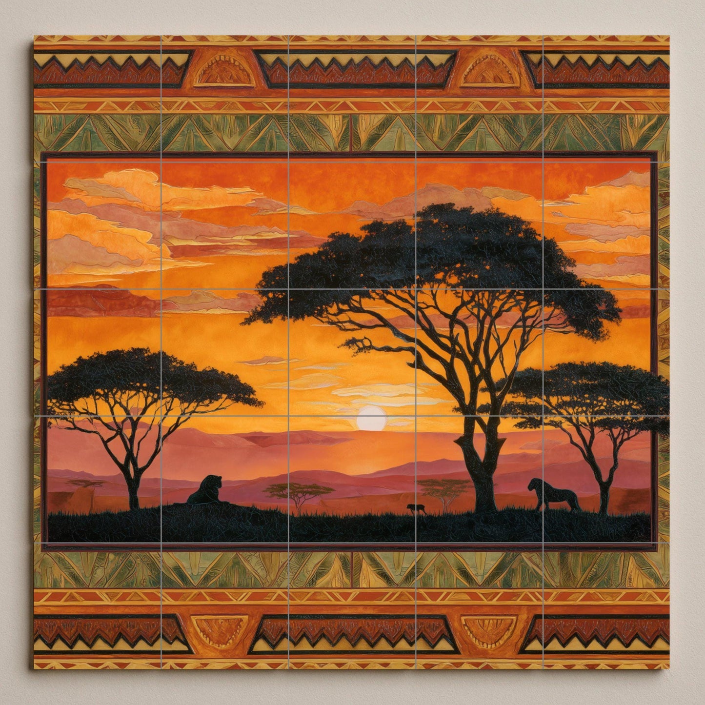 "Sunset in the Sabana · Ceramic Wall Mural — Kitchen & Country Scene