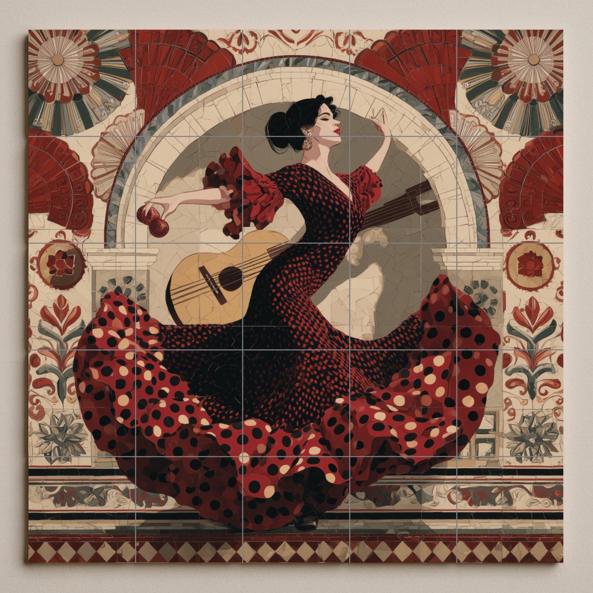 Mural de azulejos de bailarina de flamenco