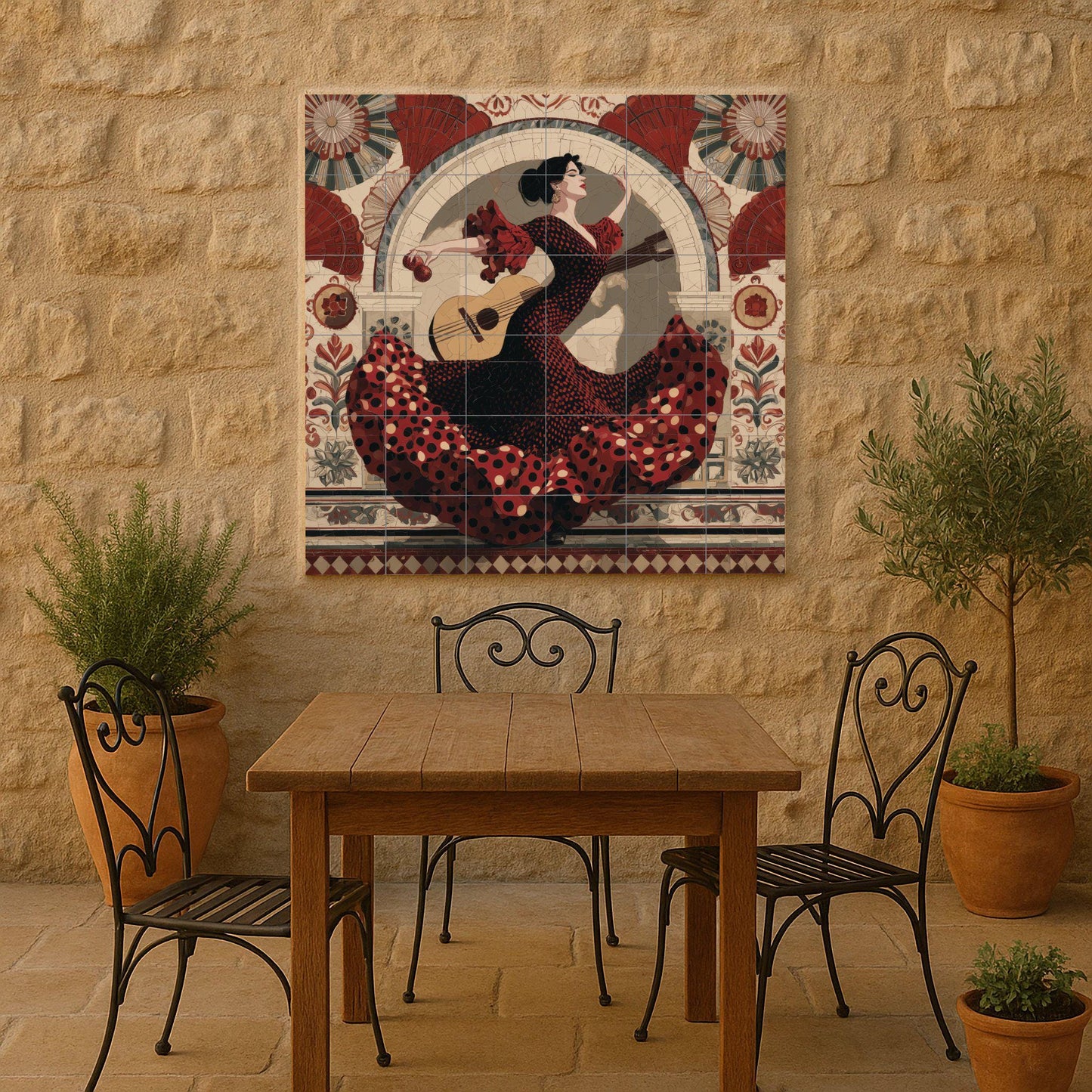 Mural de azulejos de bailarina de flamenco