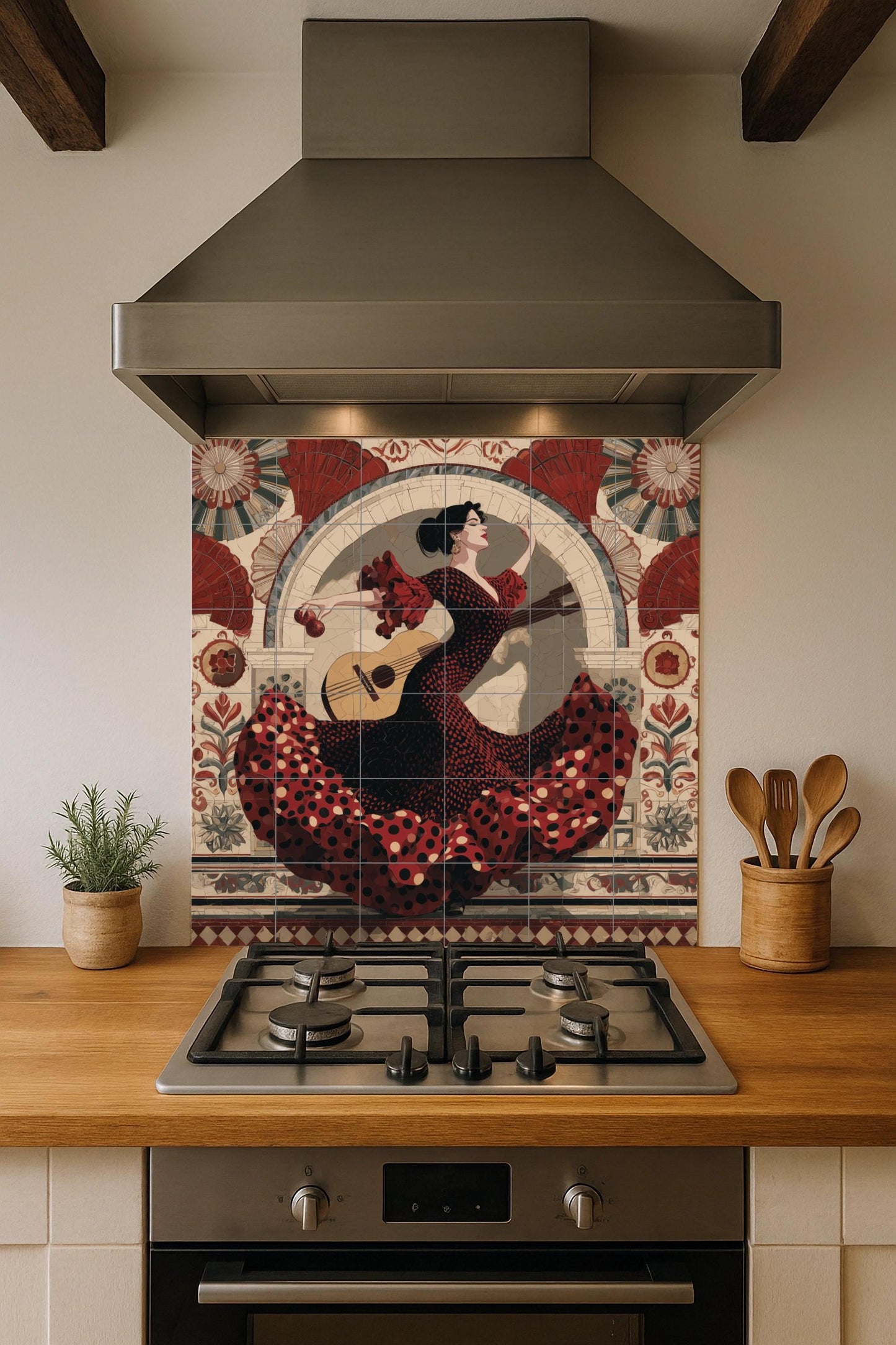 Mural de azulejos de bailarina de flamenco