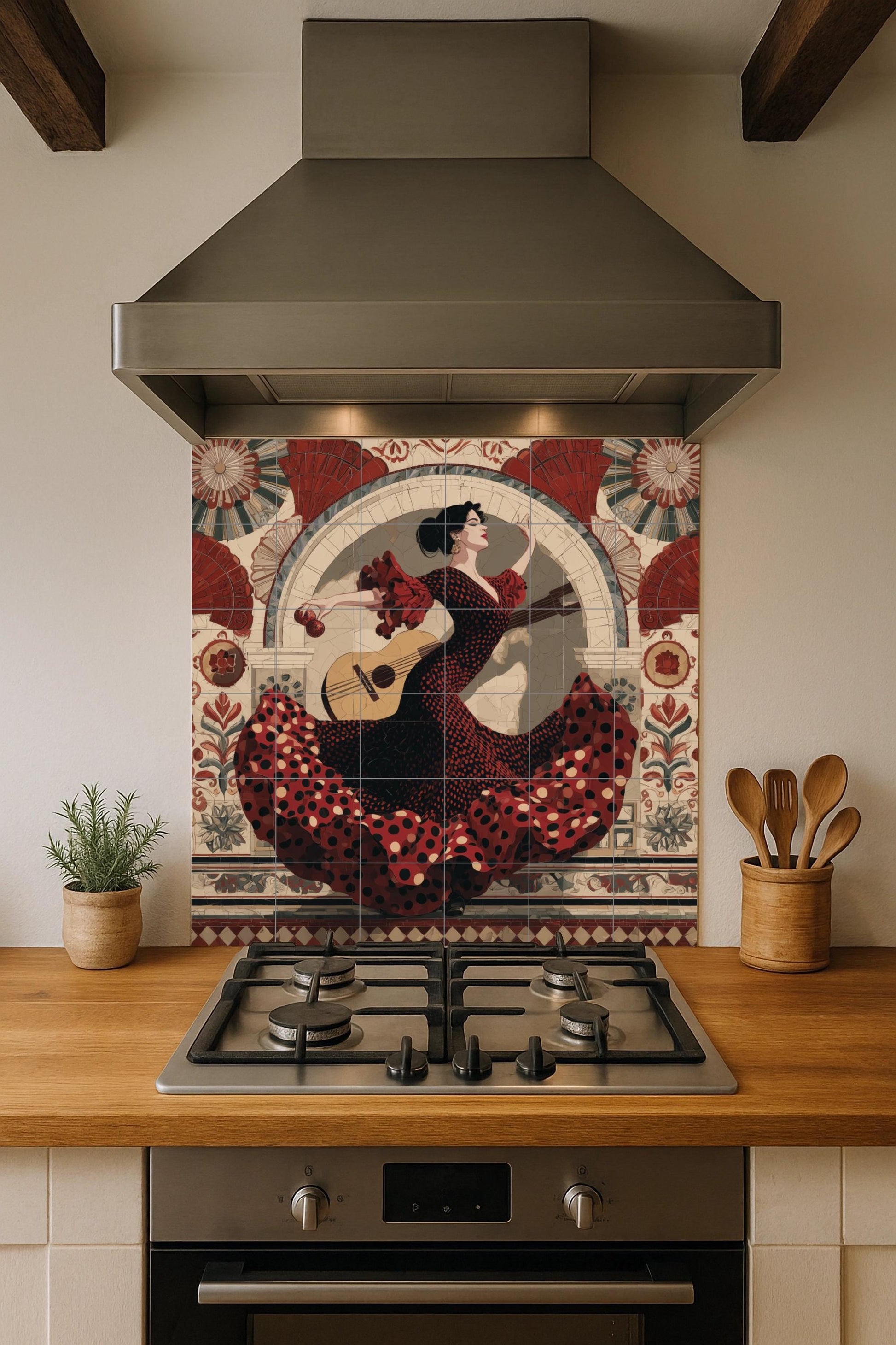 Mural de azulejos de bailarina de flamenco