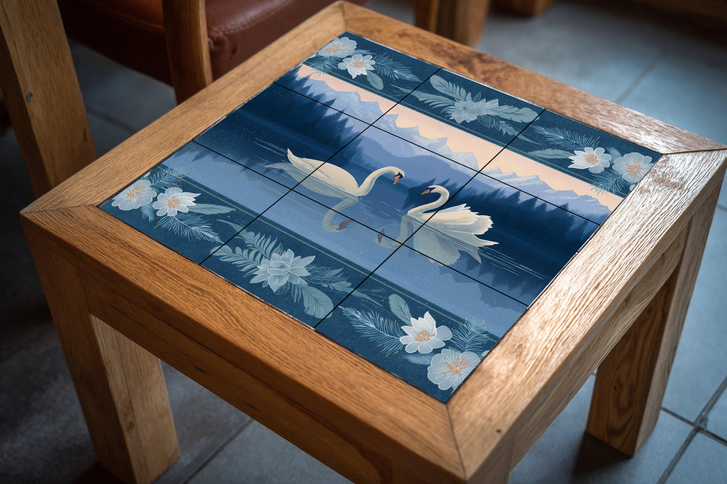Cisnes alpinos — Flowers & Landscape Art · Ceramic Tile Mural