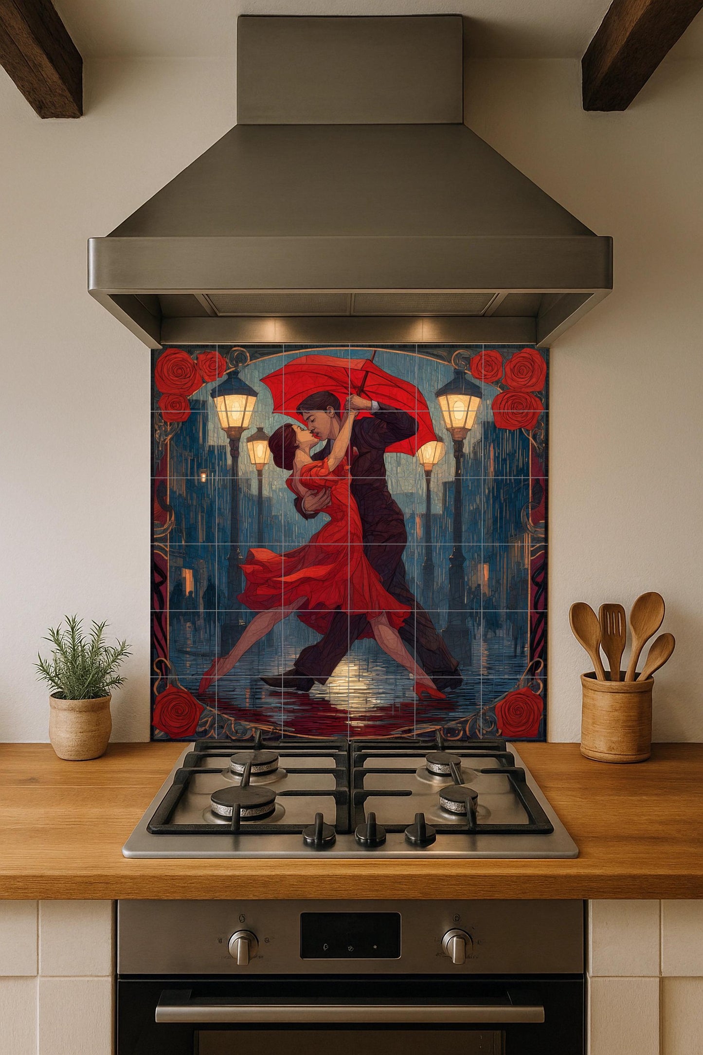 Tango bajo la lluvia — Cuisine de Campagne, Art Mural en Céramique