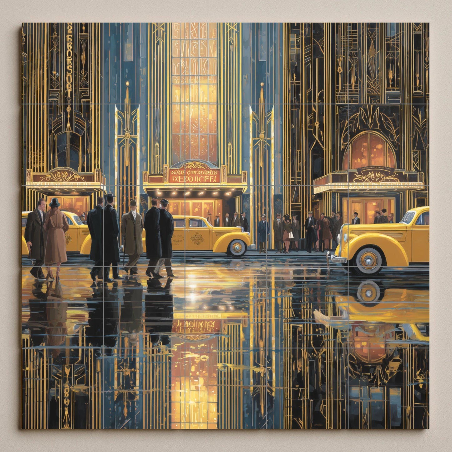 Art Déco de Nueva York · Fresque Céramique — Paysage Urbain en Carreaux