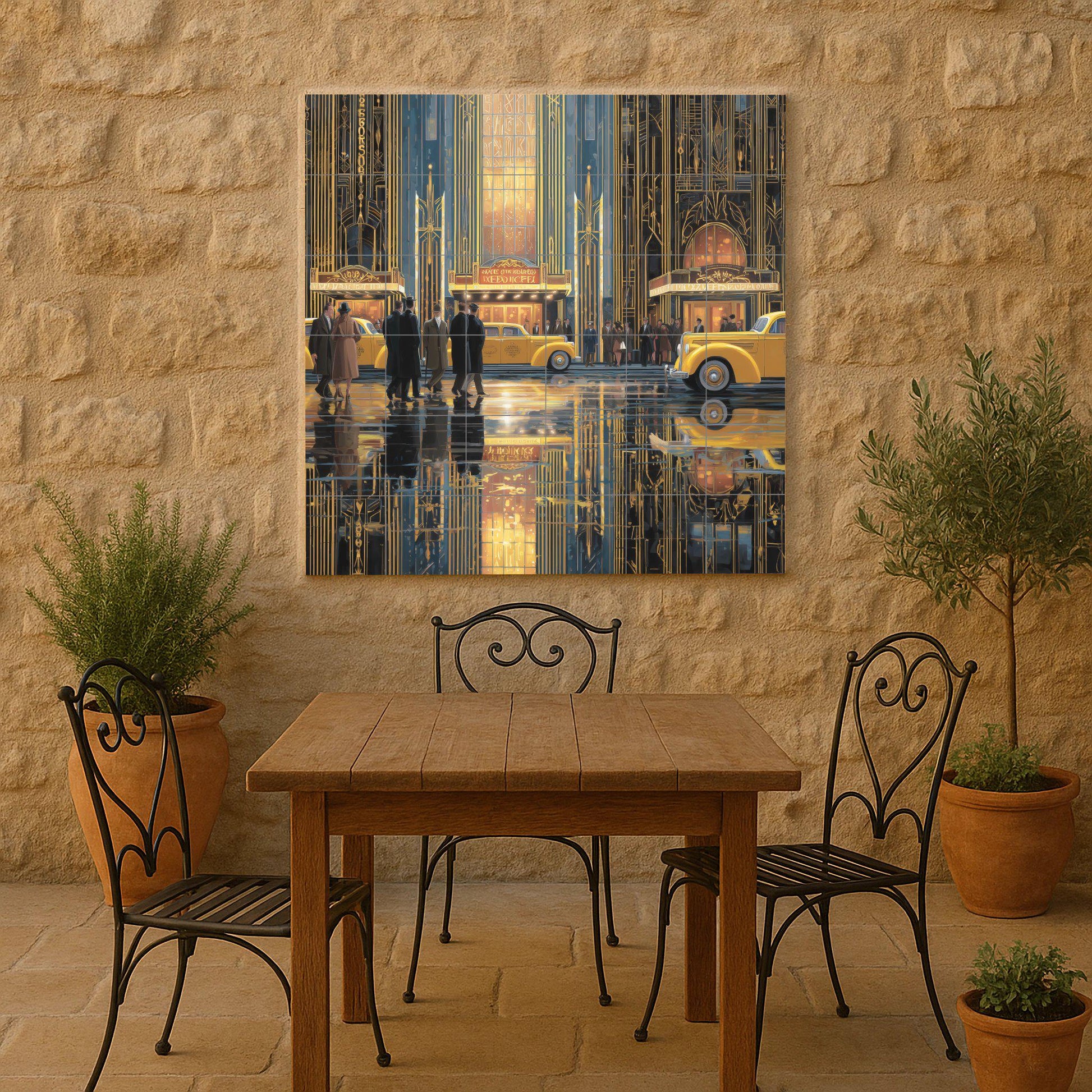 Art Déco de Nueva York · Fresque Céramique — Paysage Urbain en Carreaux