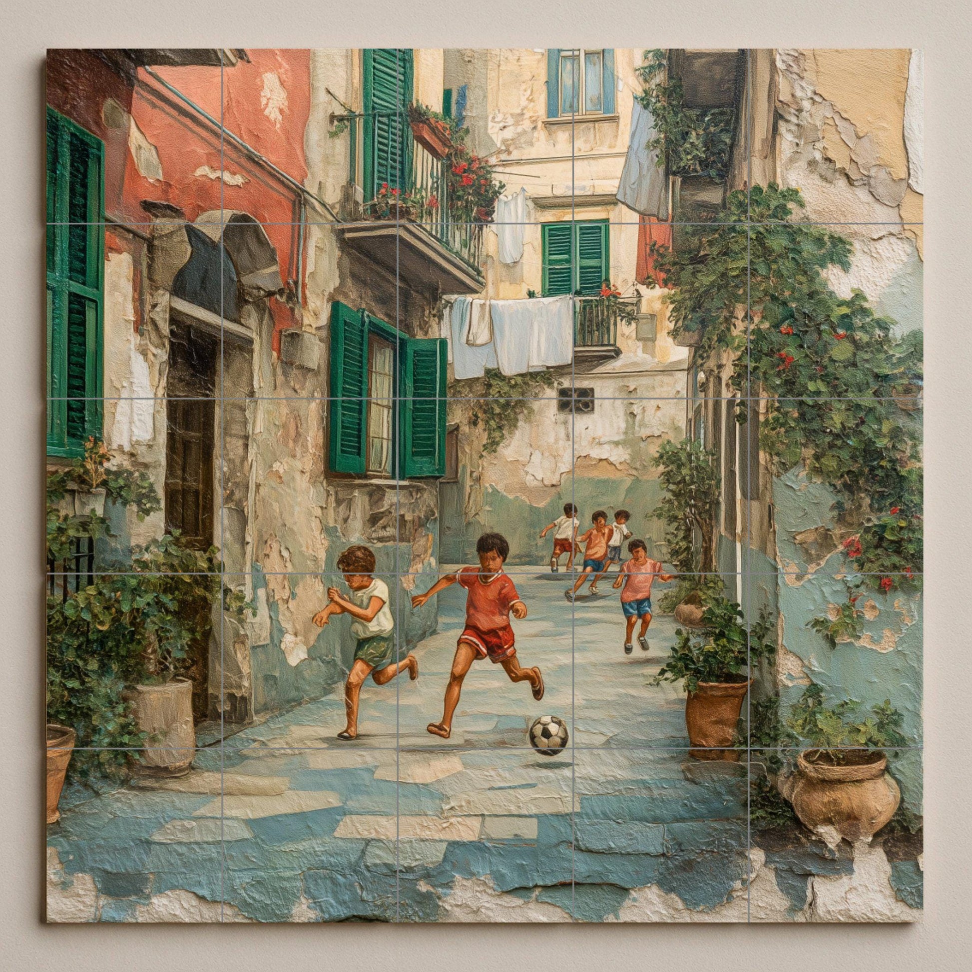 Patio napolitano — Fresque Murale en Carreaux de Céramique · Décor Mural Voyage