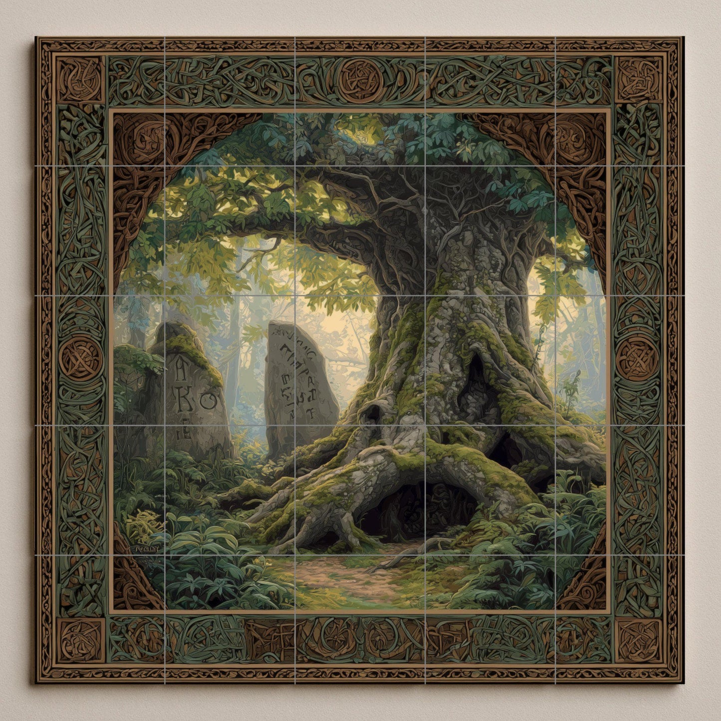 Fliesenbild Baum Antik von die Runas — Mythologische Szene