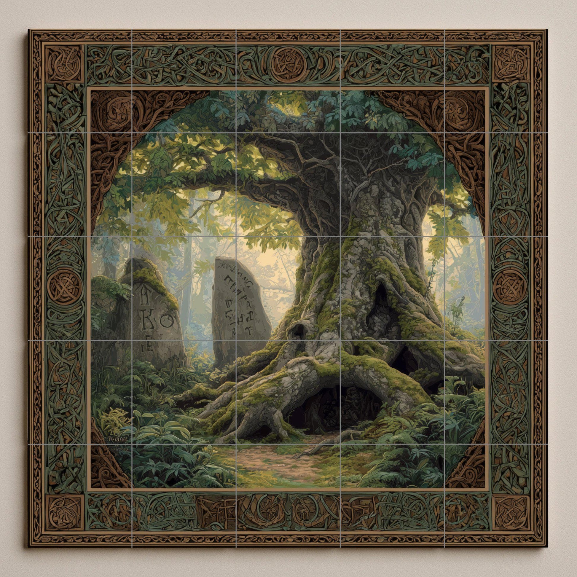 Fliesenbild Baum Antik von die Runas — Mythologische Szene