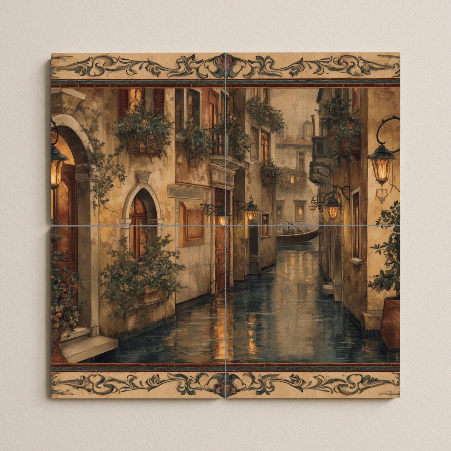 Mural de azulejos del canal veneciano
