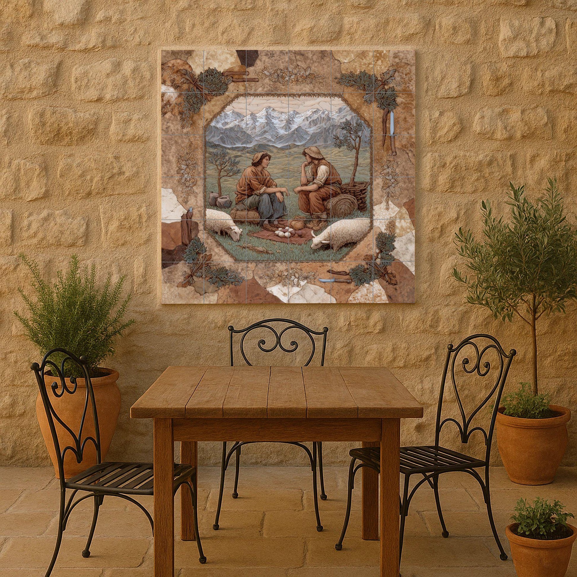 Mural de azulejos de pastores alpinos