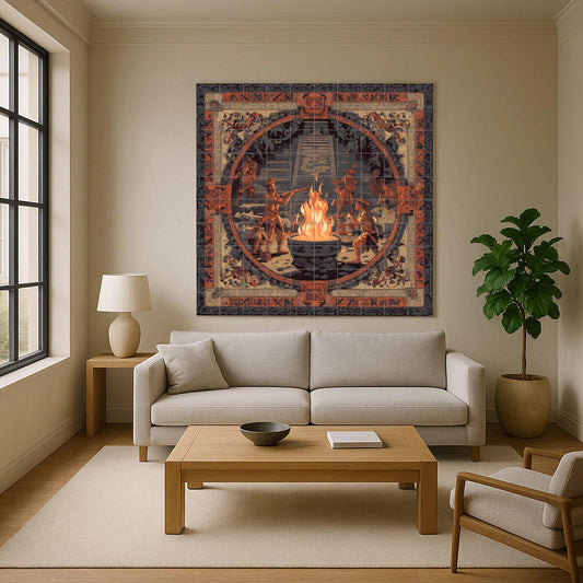 Ceremonia of the Fuego Maya — Kitchen & Country Scene · Tile Wall Art