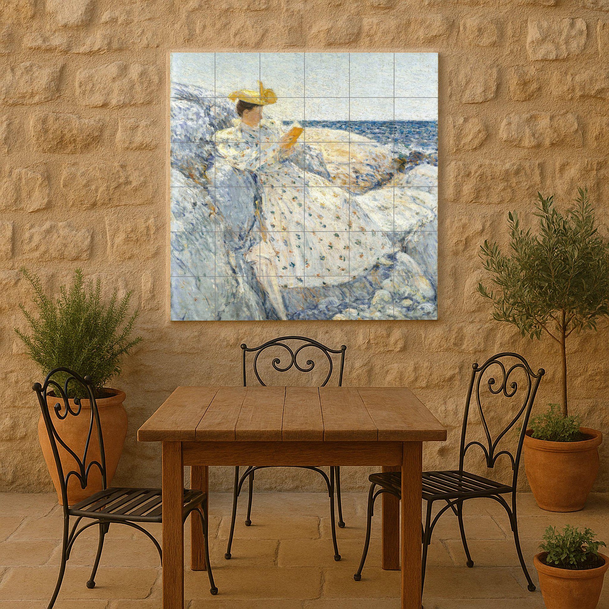 Ceramic Tile Mural: Lector Coastal of Childe Hassam — Gallery Wall Art