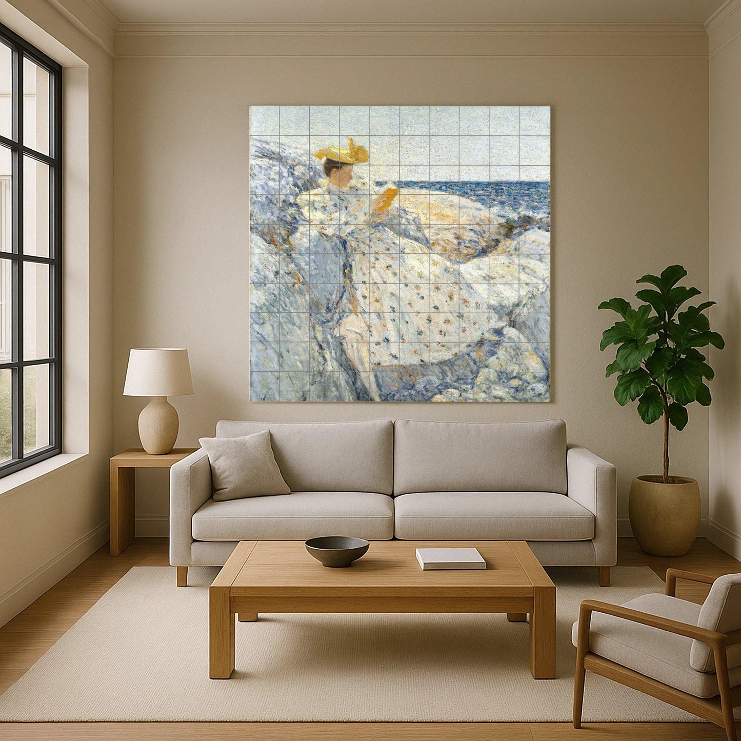 Ceramic Tile Mural: Lector Coastal of Childe Hassam — Gallery Wall Art