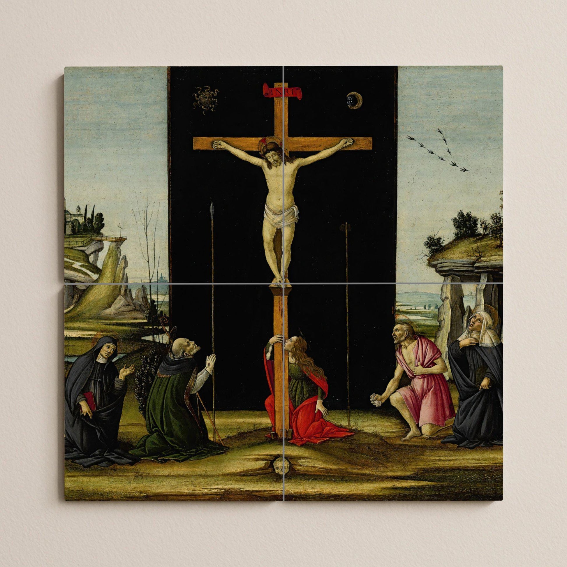 Mural de azulejos de la Crucifixión de Cristo