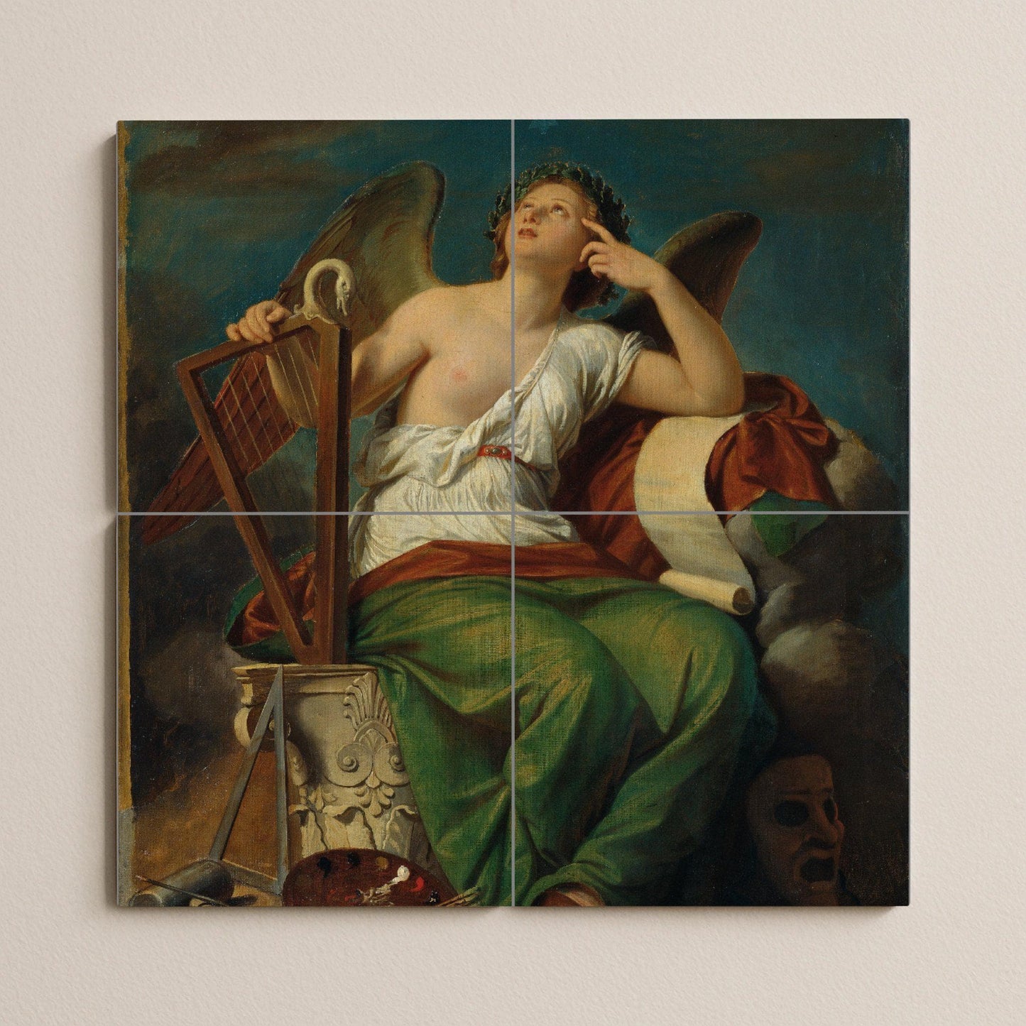 Musa de la Historia — Scène Mythologique, Art Mural en Céramique