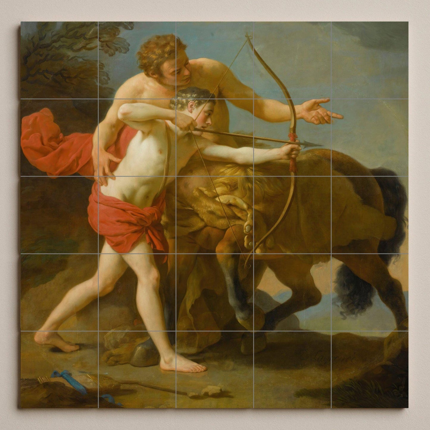 Aquiles e Quirón — Decoro di Leggenda Antica, Arte da Parete in Ceramica
