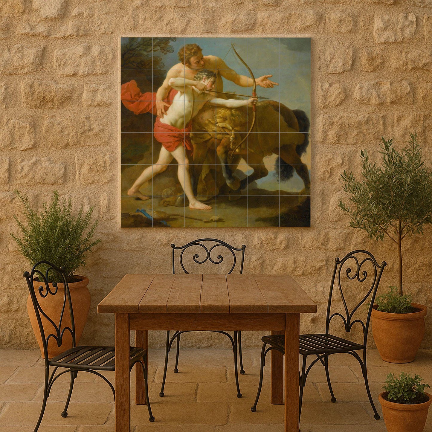 Aquiles e Quirón — Decoro di Leggenda Antica, Arte da Parete in Ceramica