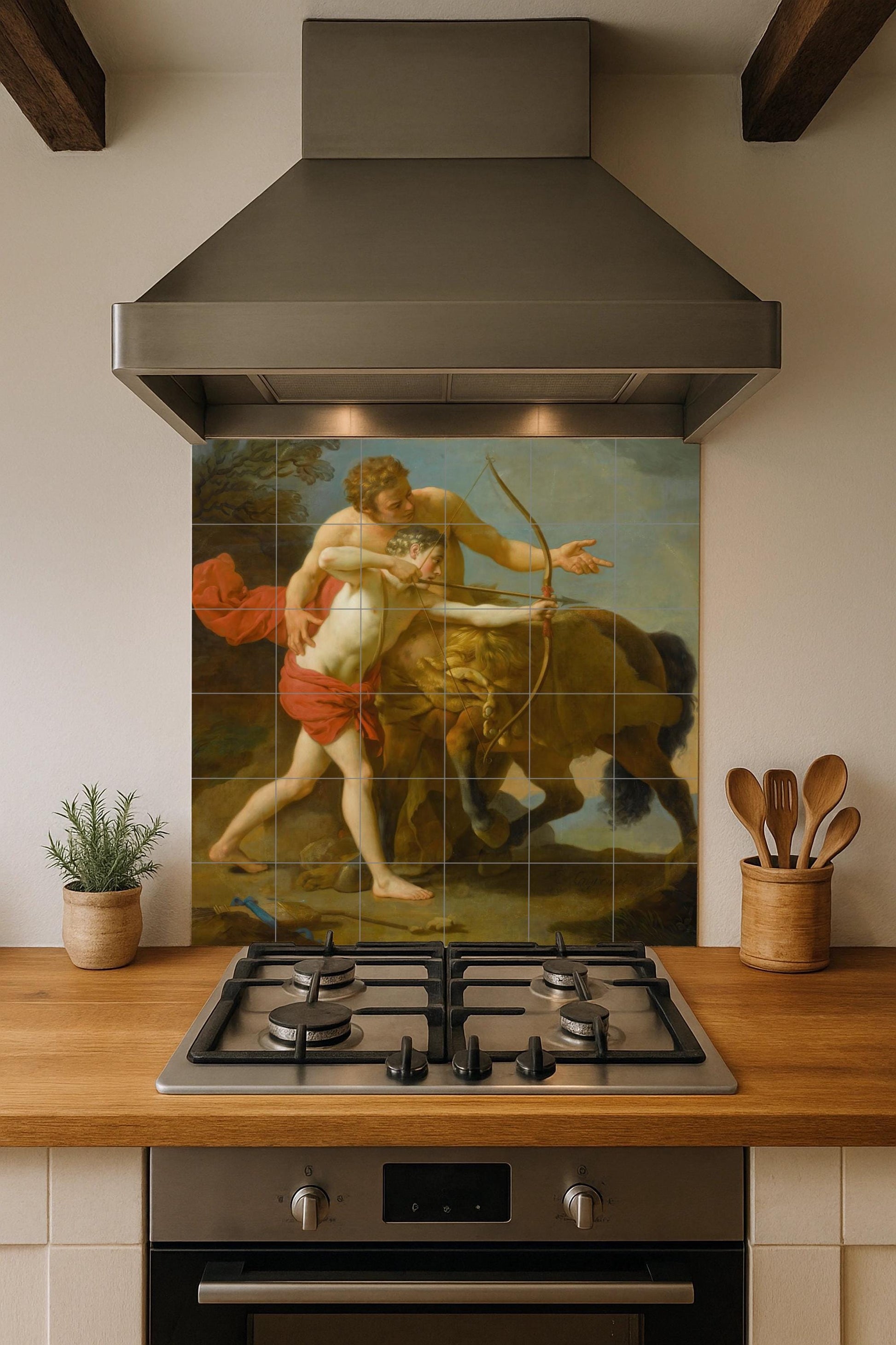 Aquiles e Quirón — Decoro di Leggenda Antica, Arte da Parete in Ceramica