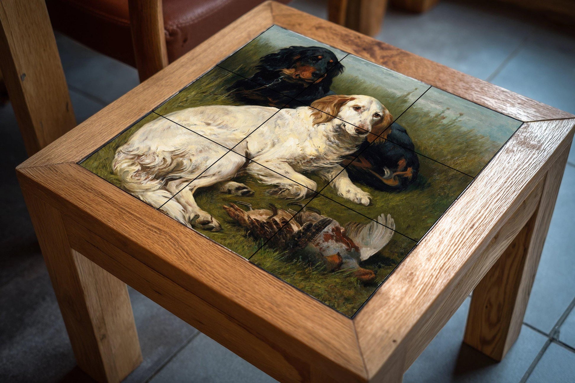 Mural de azulejos de perros de caza