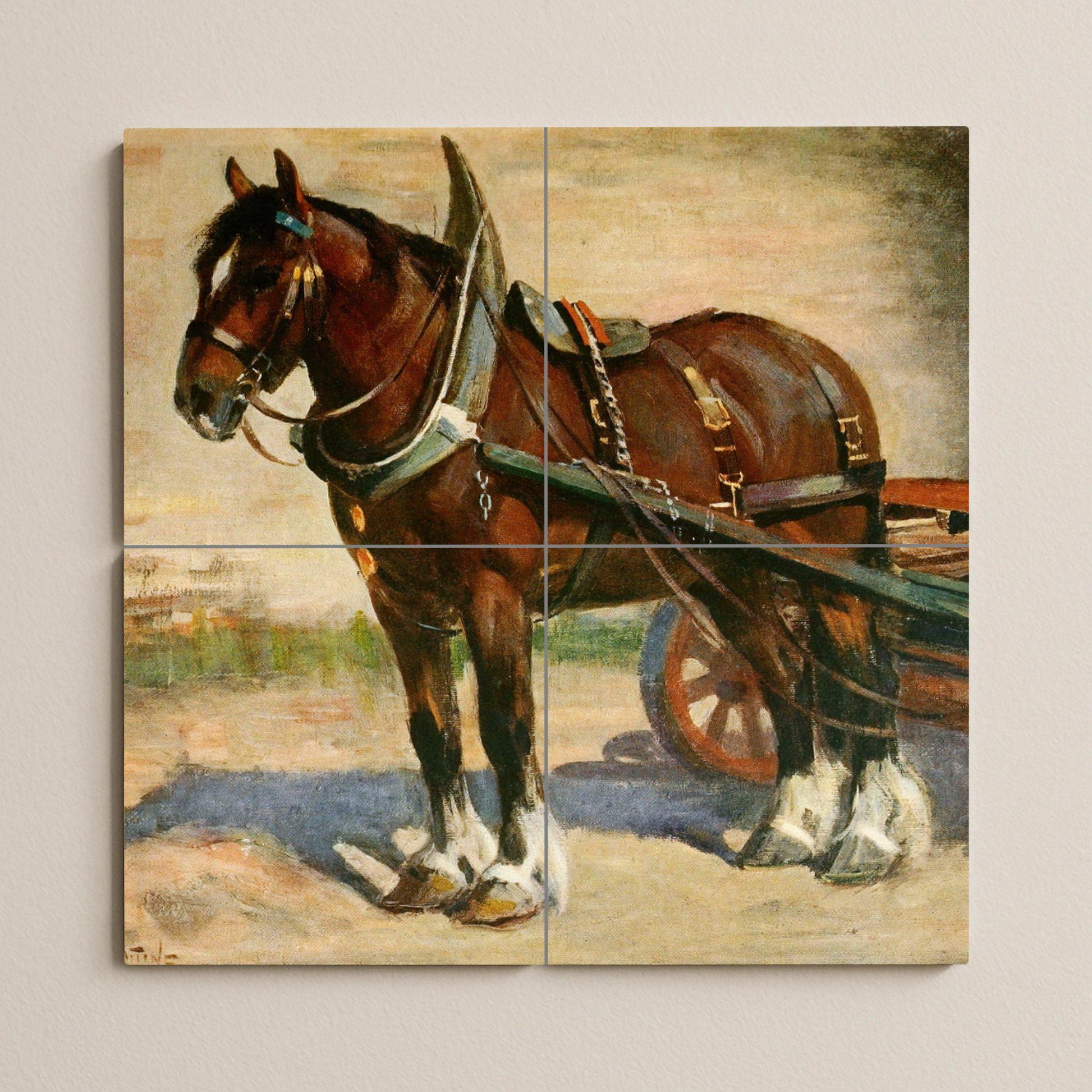 Mural de azulejos de caballo de tiro