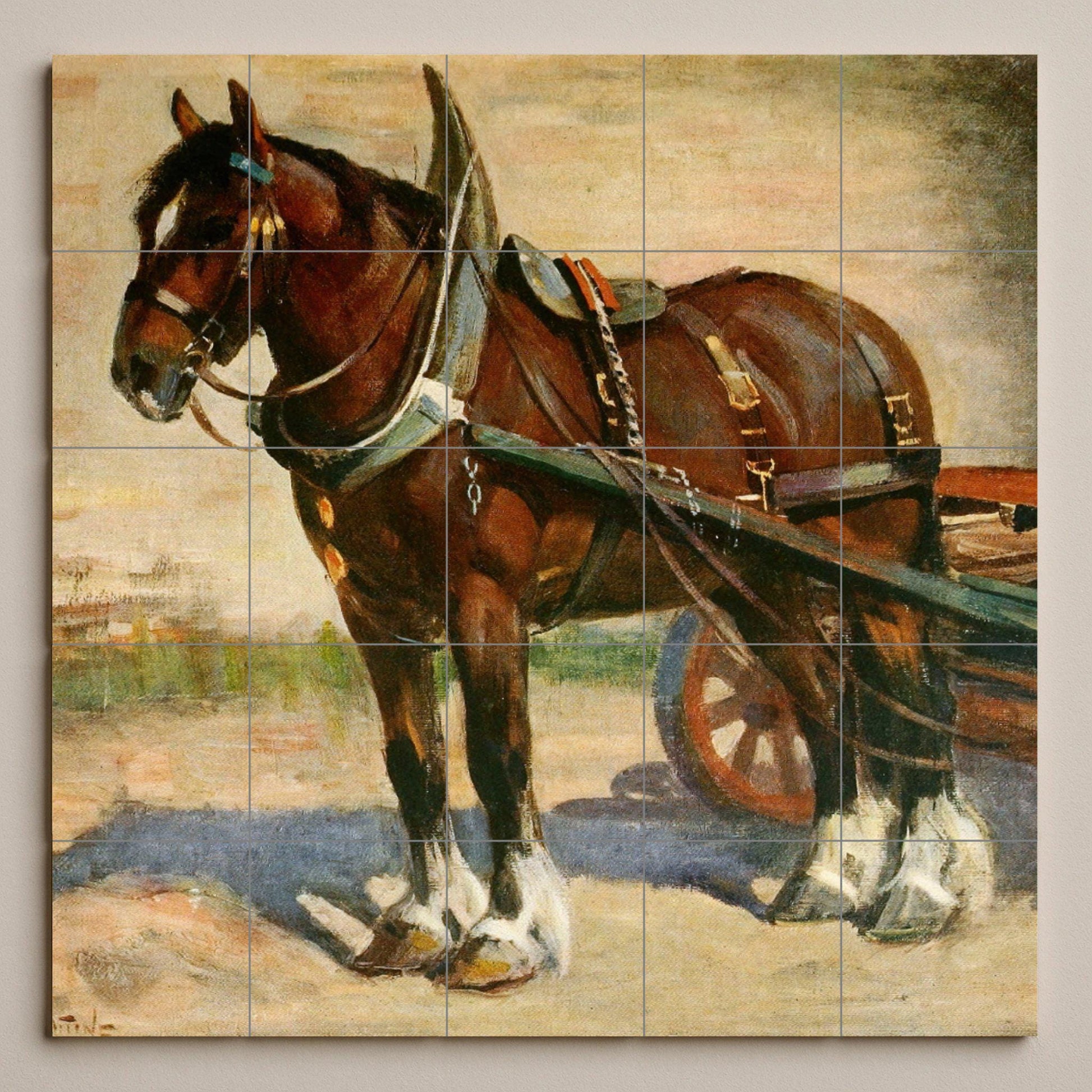 Mural de azulejos de caballo de tiro