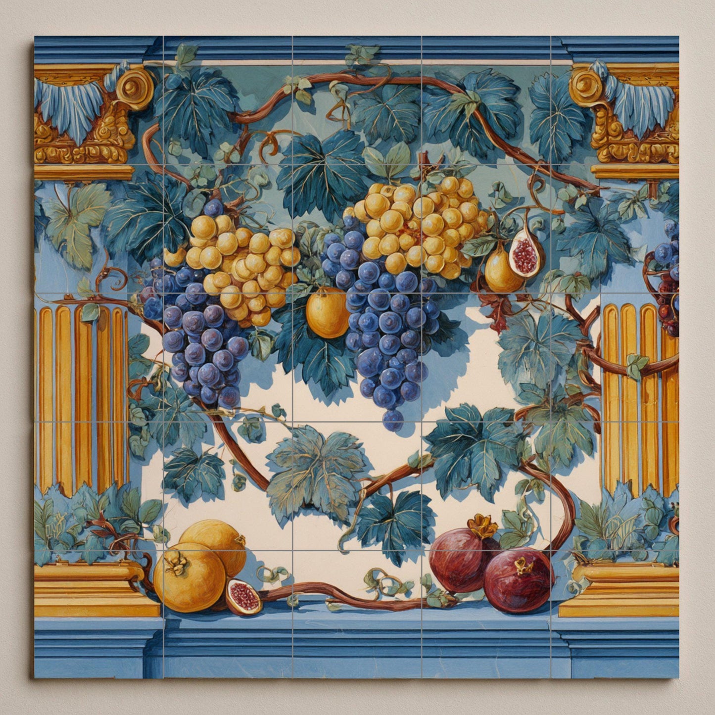 Con guirnalda di Frutta · Murale Ceramico — Decoro di Leggenda Antica