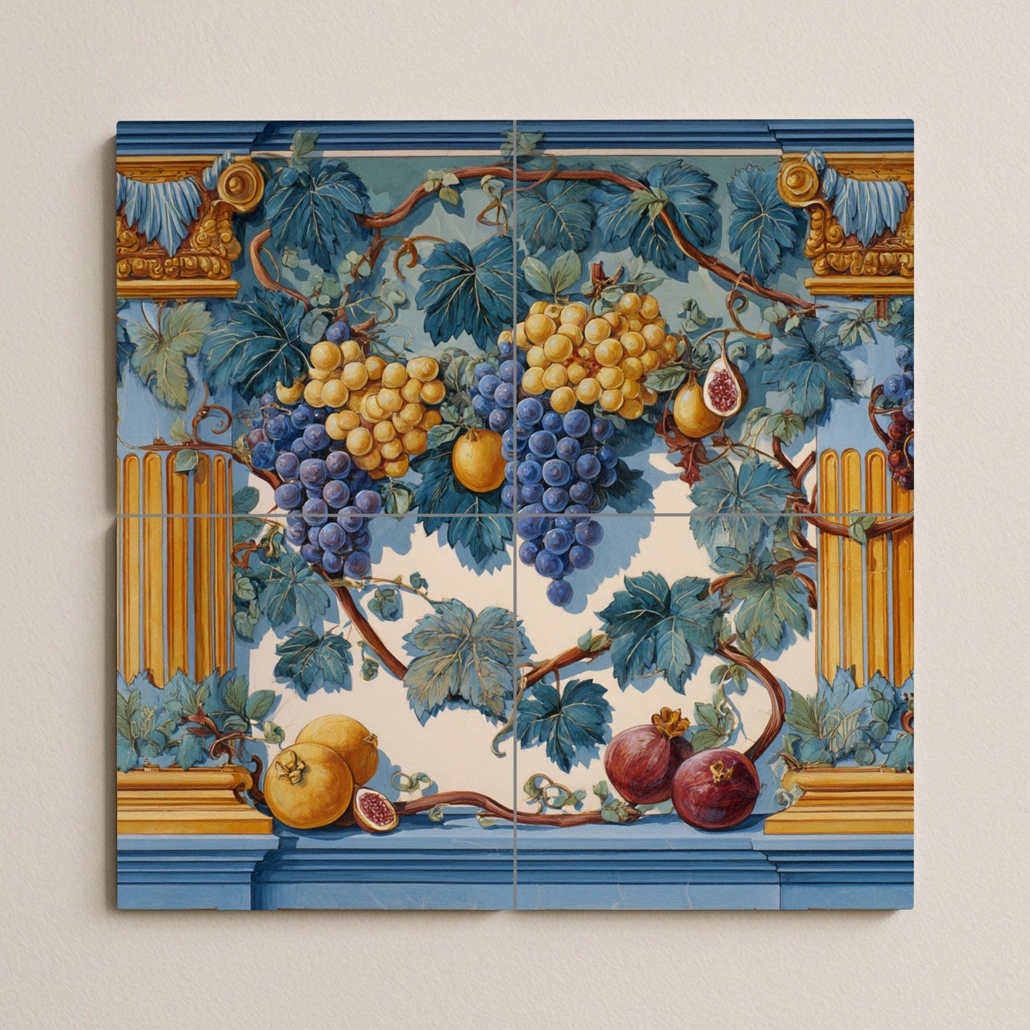 Con guirnalda di Frutta · Murale Ceramico — Decoro di Leggenda Antica