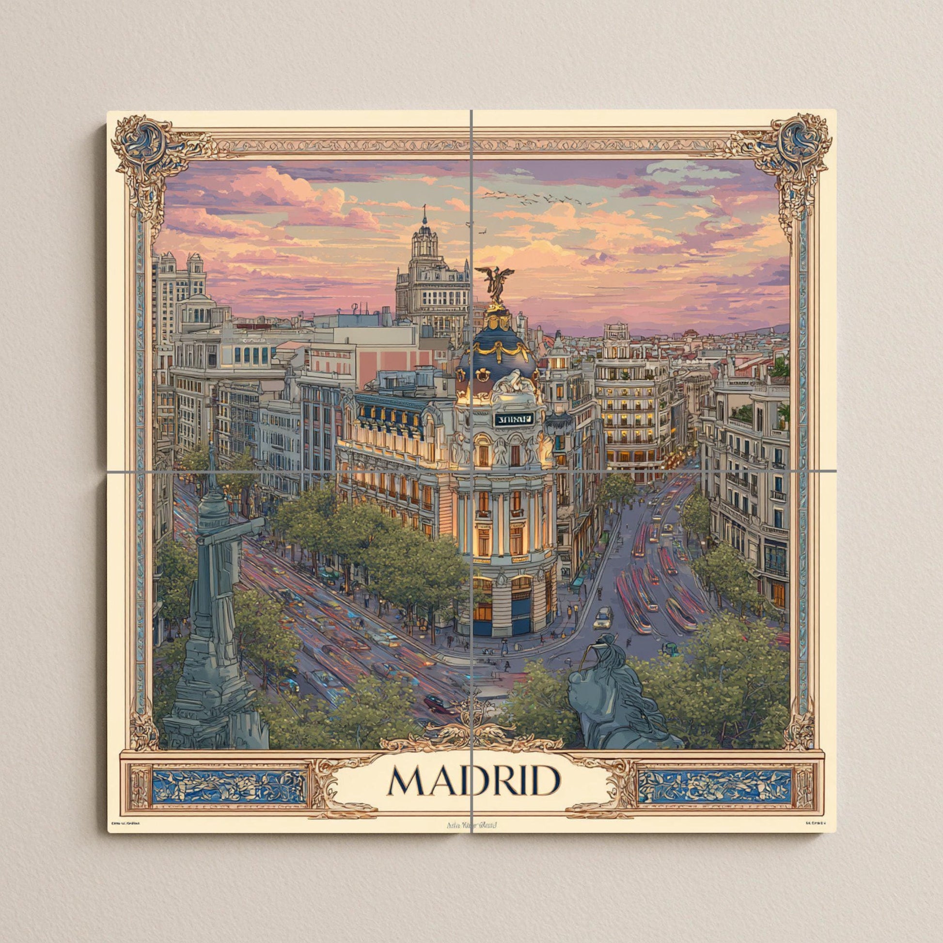 Madrid — Paysage Urbain en Carreaux, Art Mural en Céramique