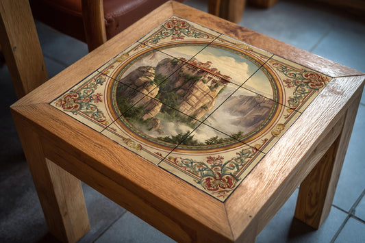 Meteora, Grecia. Panel cerámico de un monasterio en los — Cityscape in Tile · Tile Wall Art