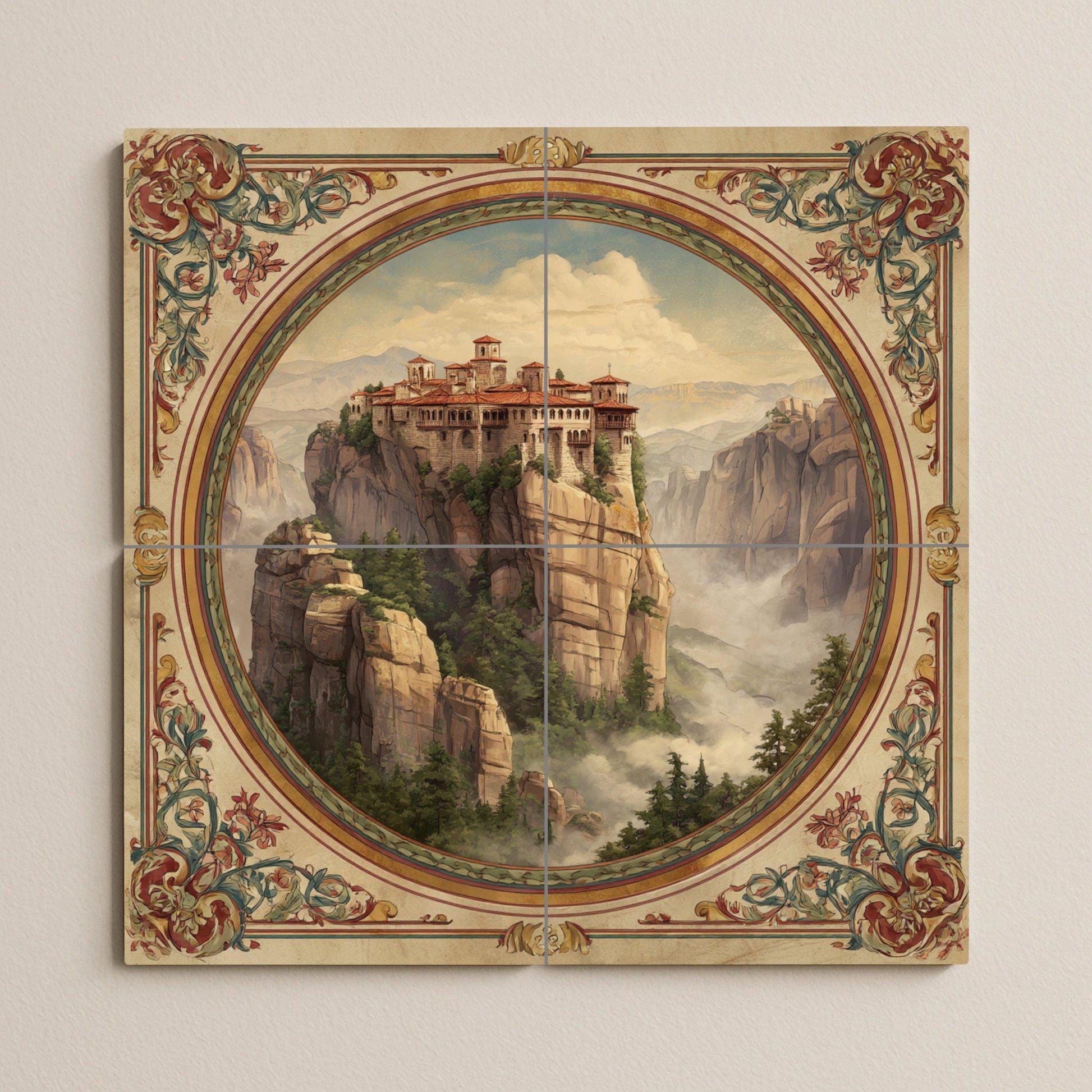 Meteora, Grecia. Panel cerámico de un monasterio en los — Décor Mural Voyage, Art Mural en Céramique