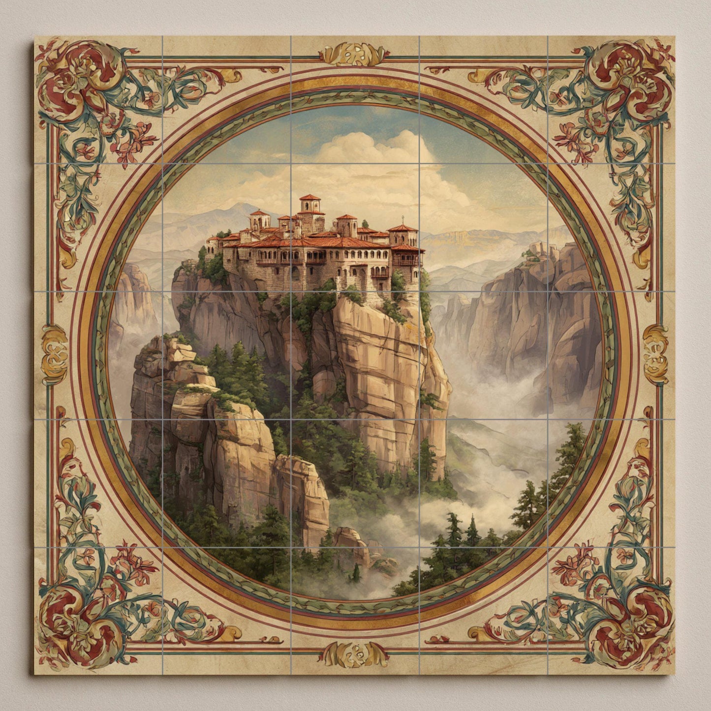 Meteora, Grecia. Panel cerámico de un monasterio en los — Décor Mural Voyage, Art Mural en Céramique